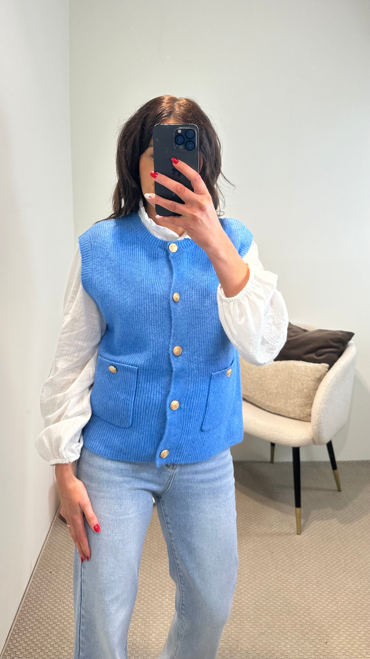 Blue Knit Waistcoat