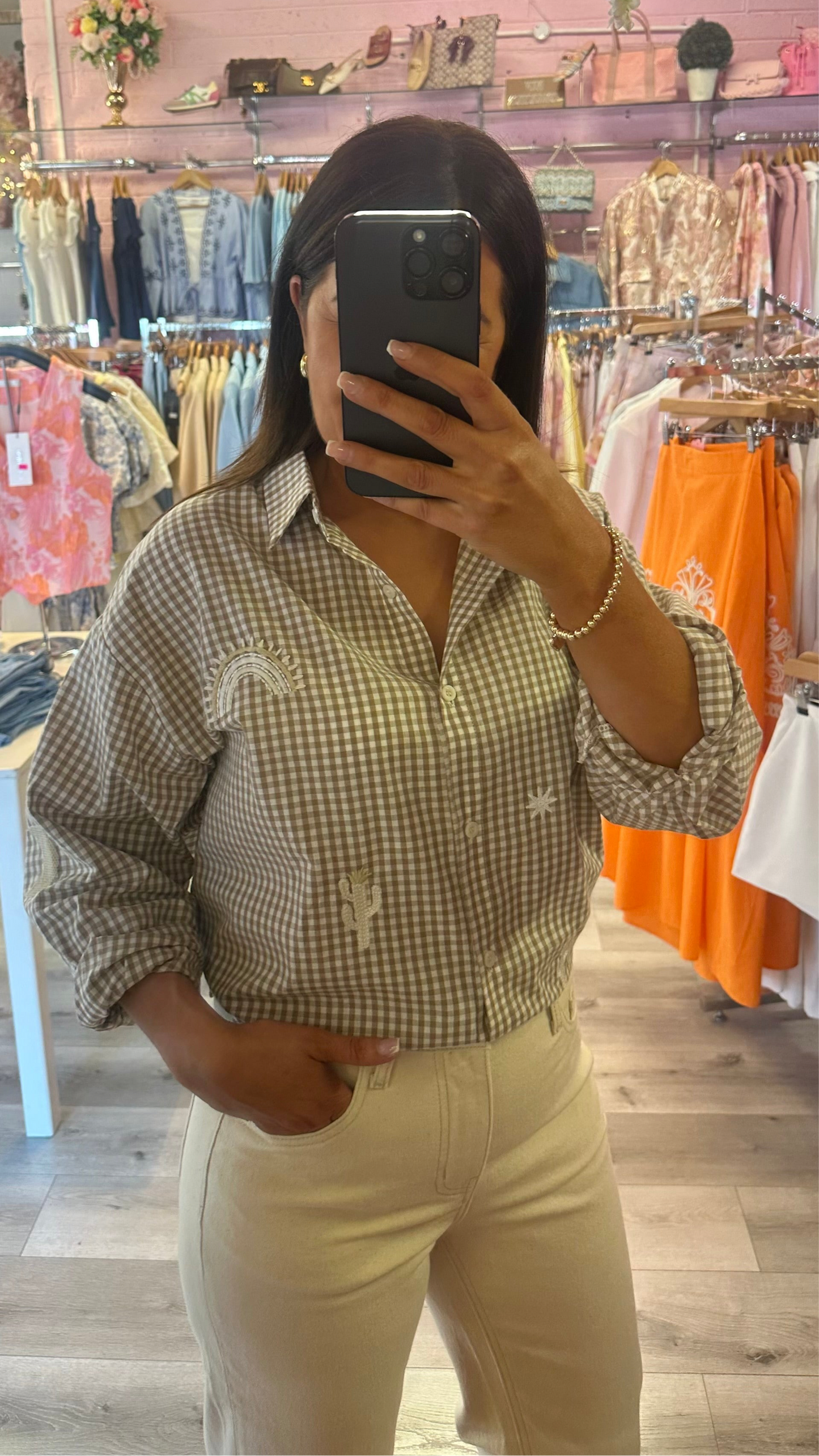 Beige & Cream Check Shirt