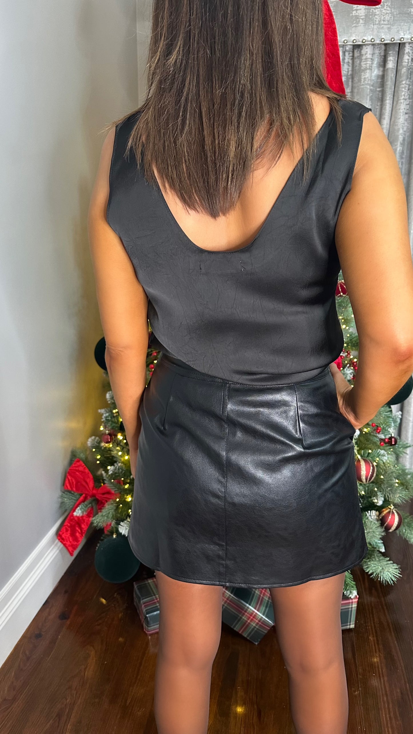 Black Faux Leather Mini Skirt