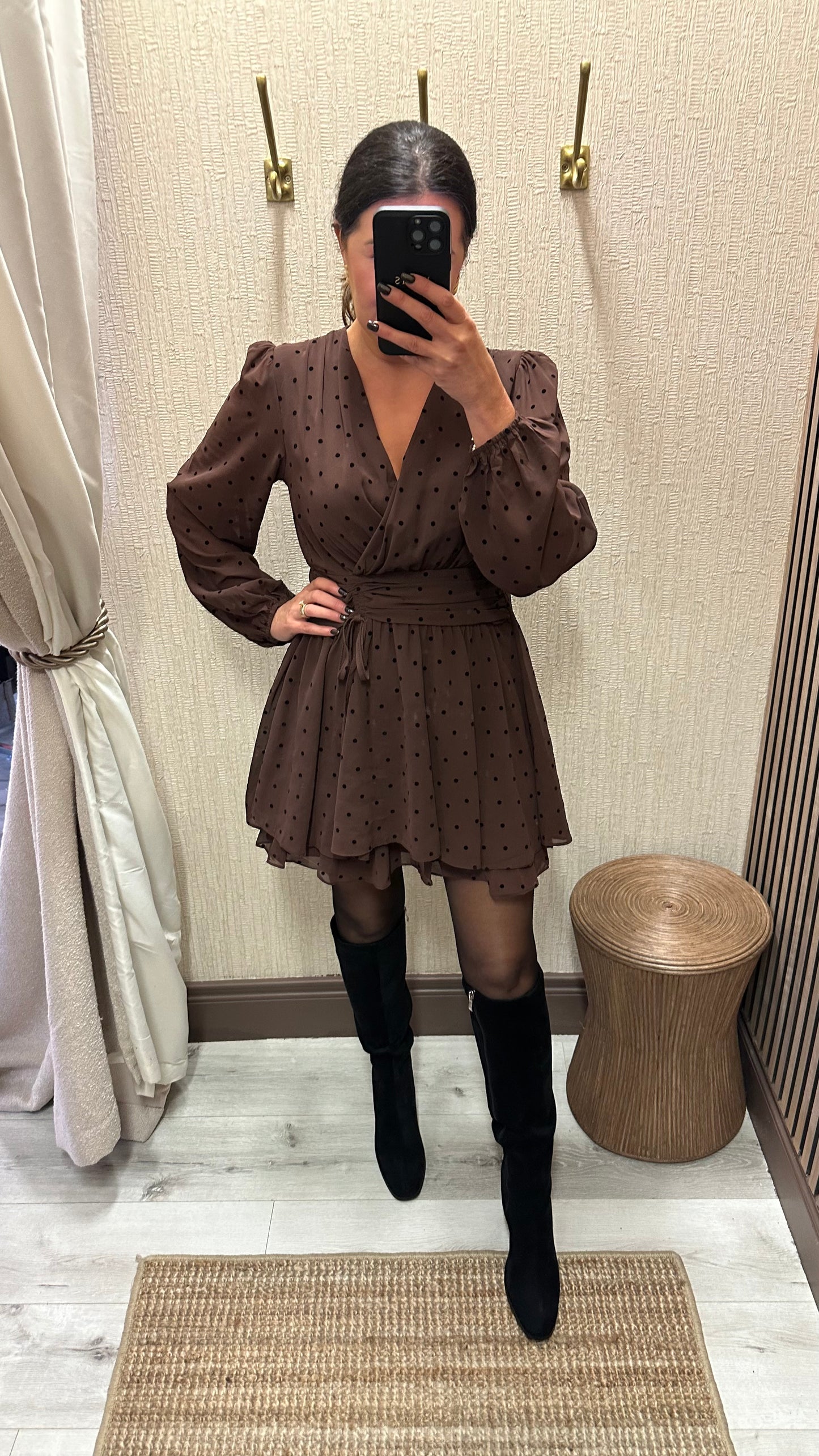 Brown & Black Polka Dot Dress