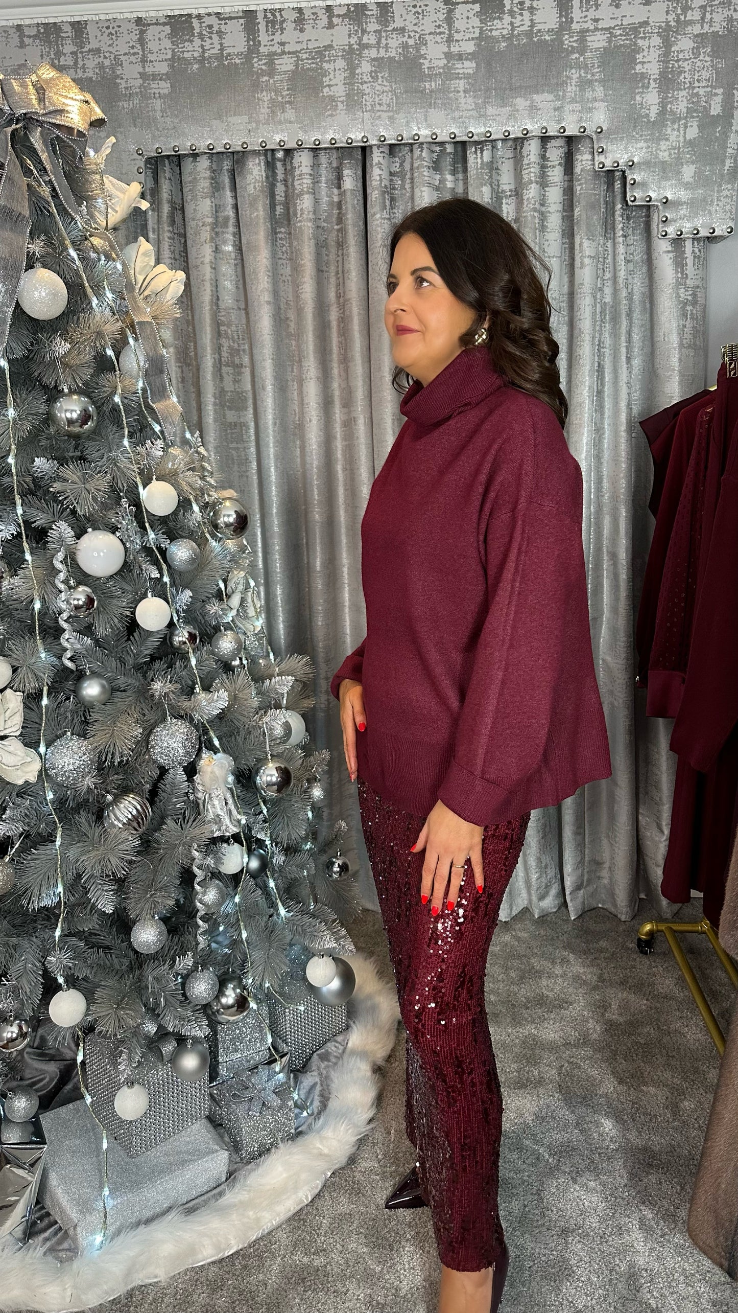 Burgundy High Neck Sweater