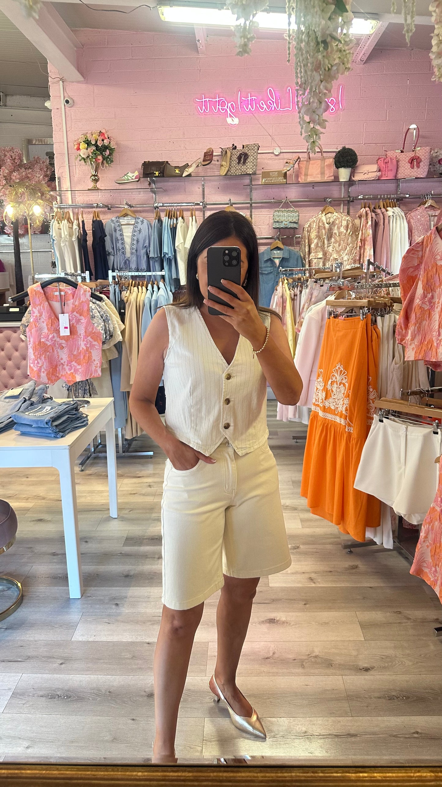 Cream Bermuda Shorts