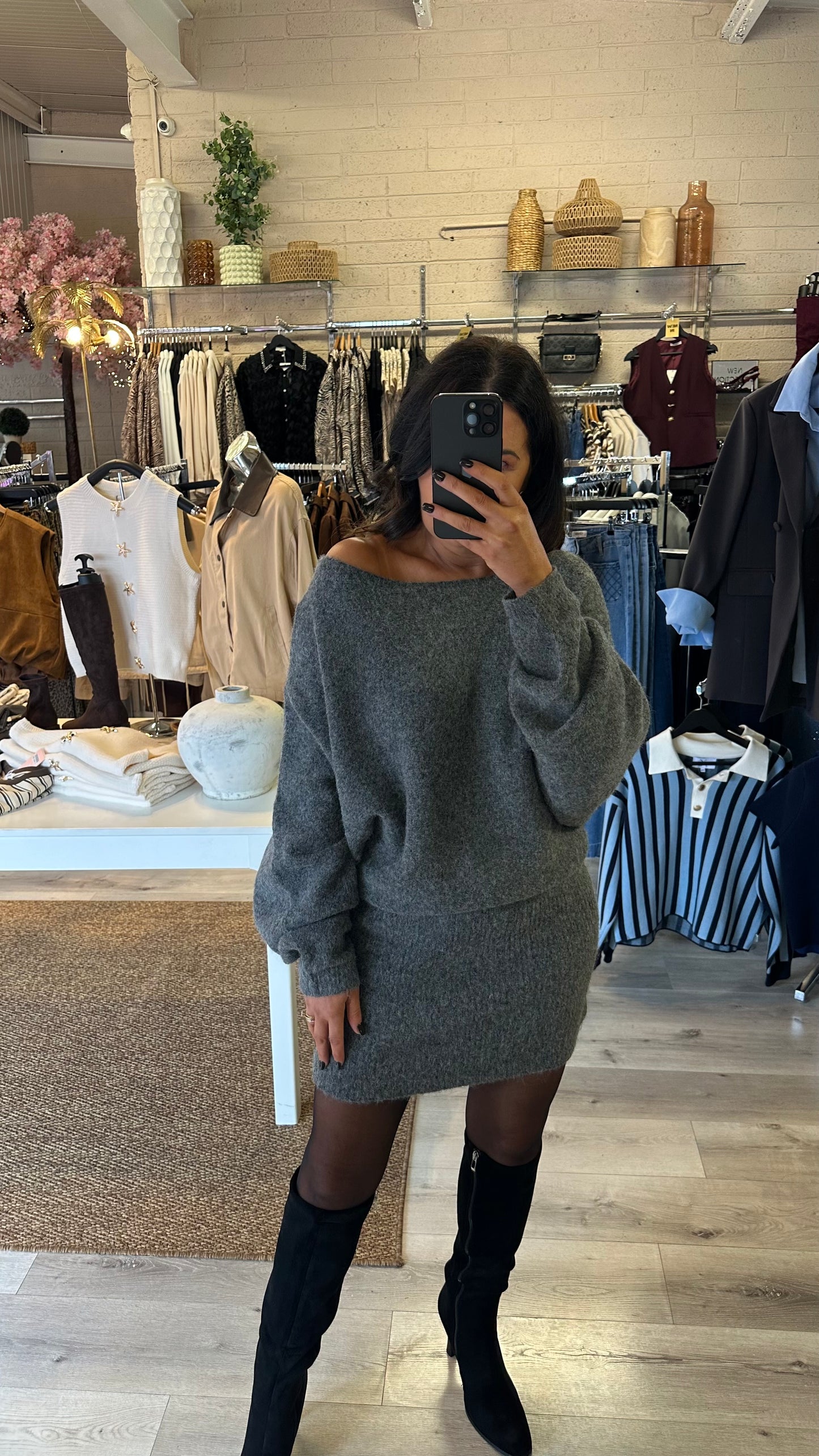Grey Long Knit Jumper