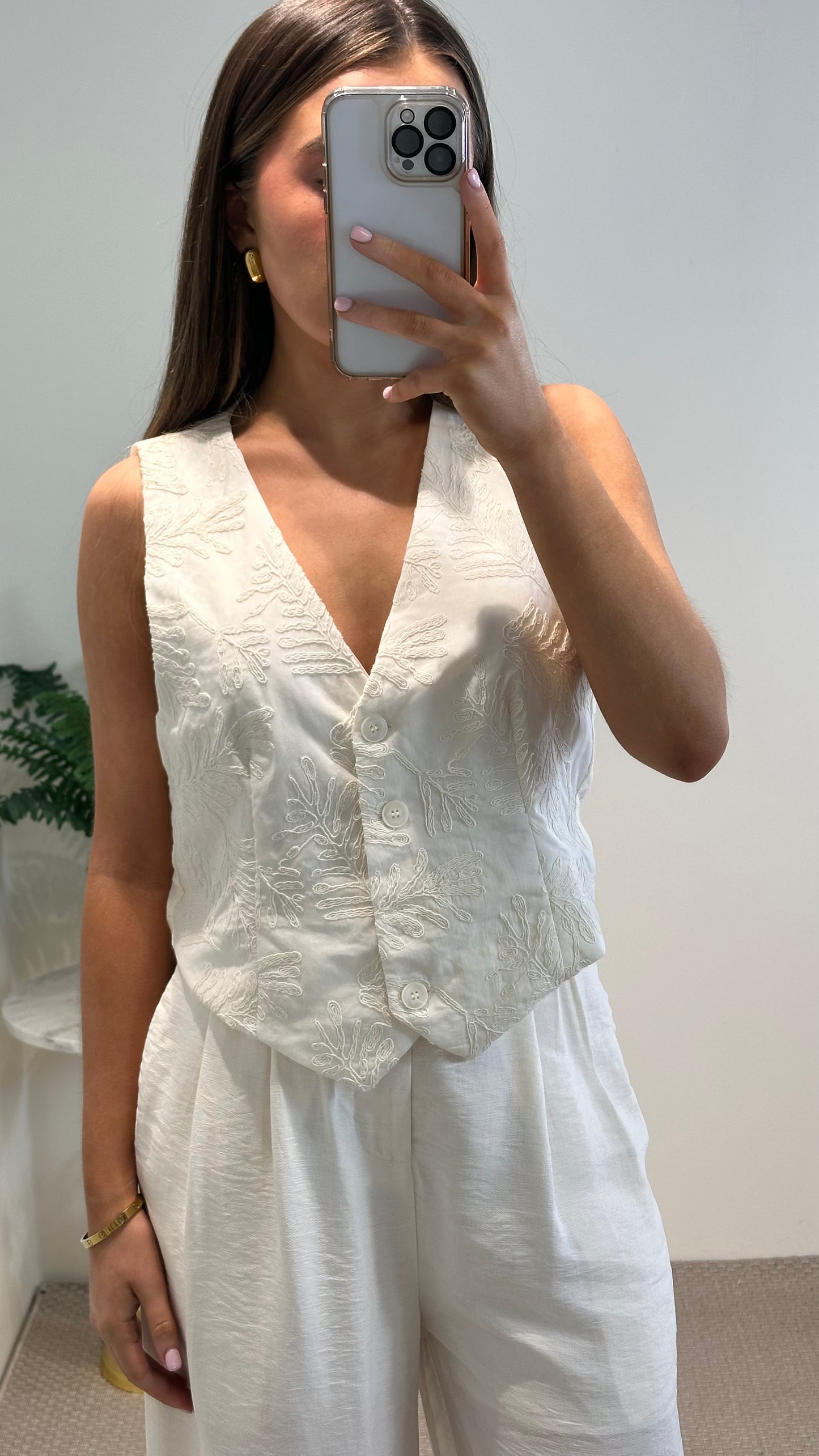 Off-White Embroidered Waistcoat
