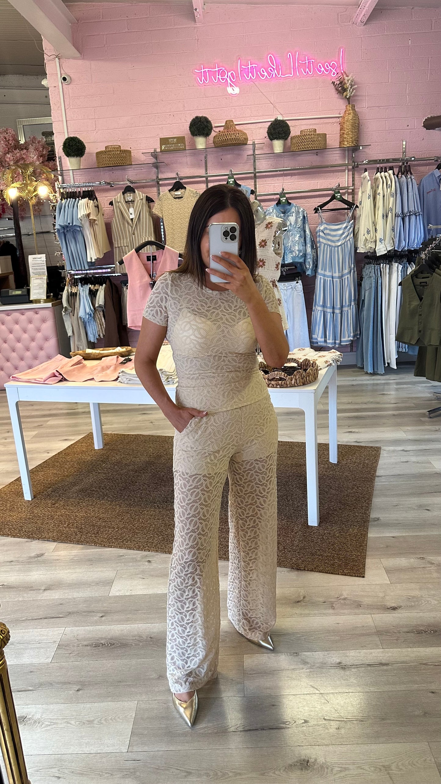 Cream Lace Top