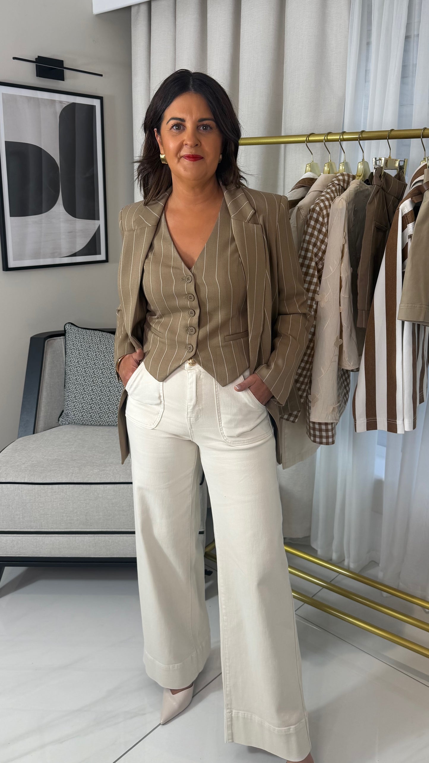 Tan Pinstripe Blazer