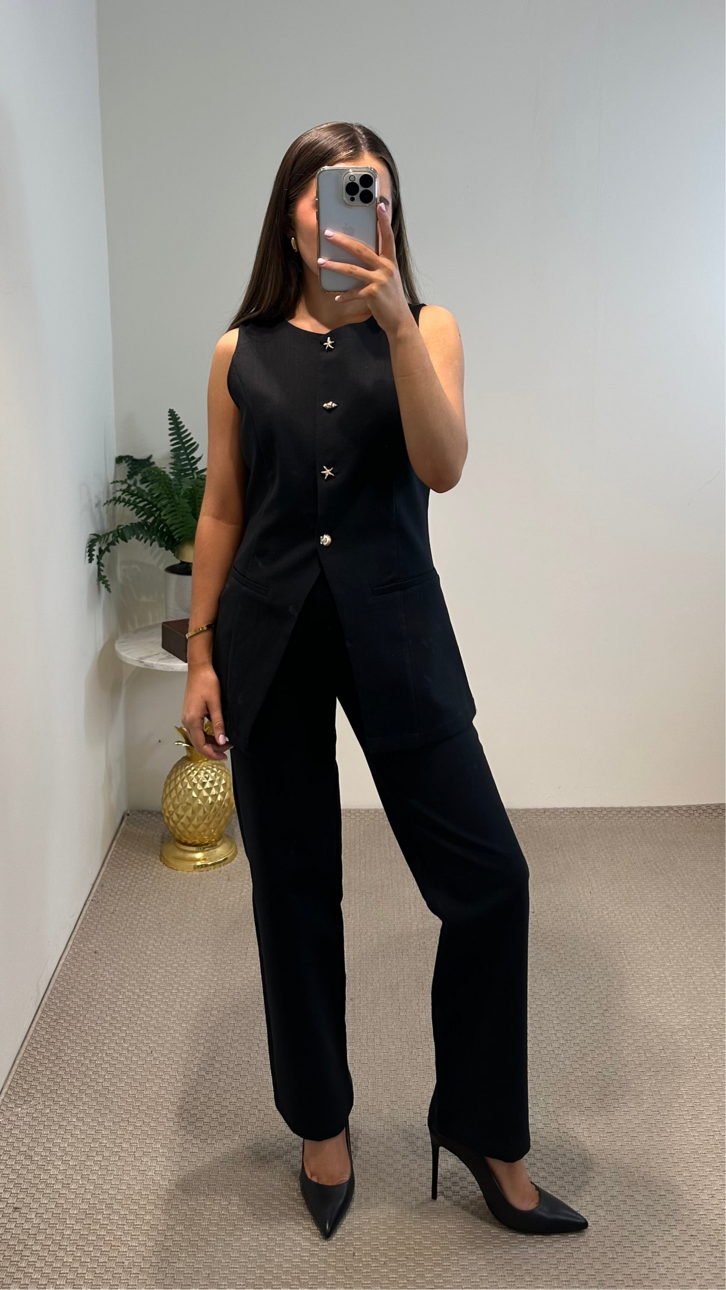 Black Waistcoat with Abstract buttons