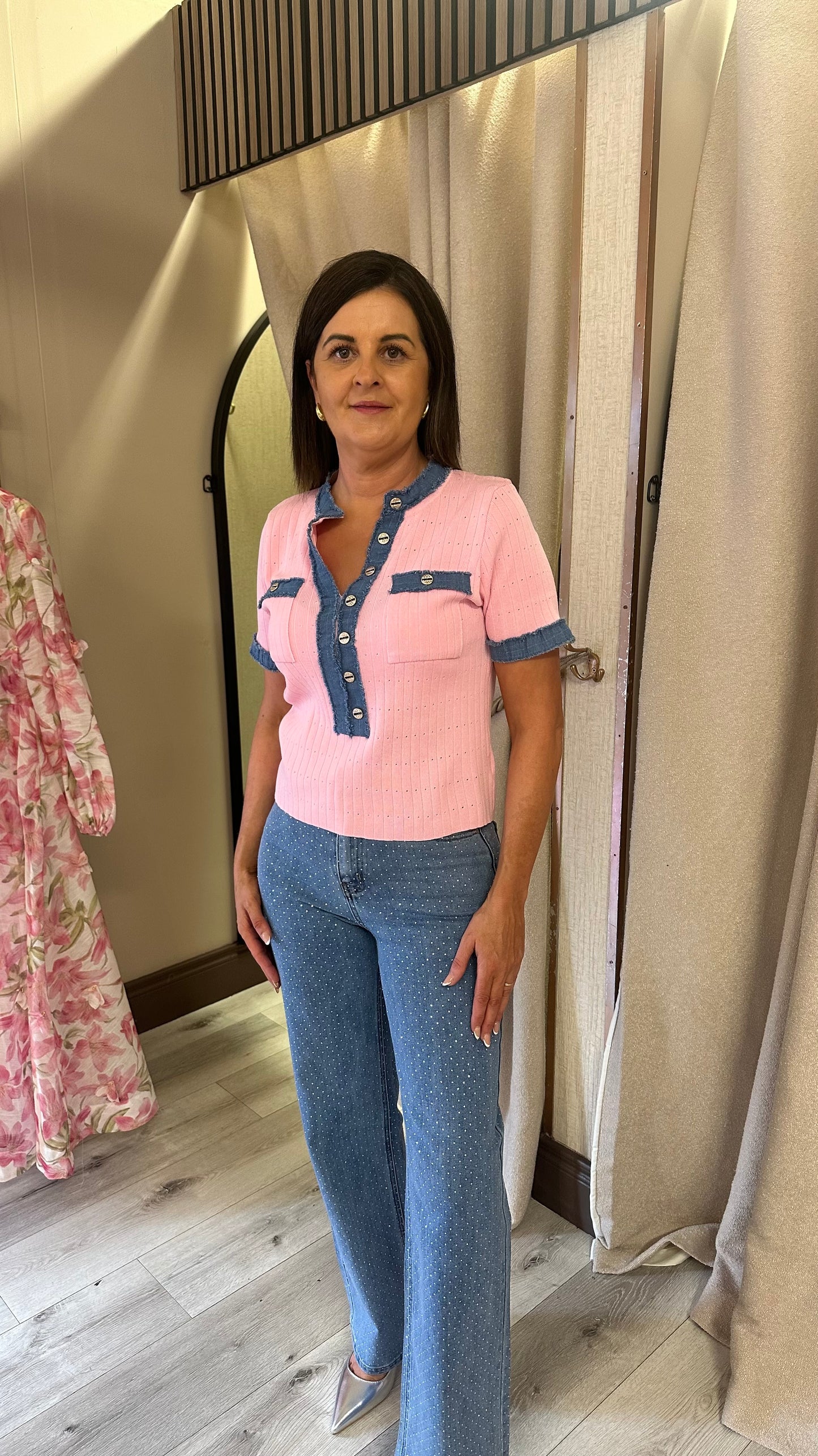 Pink & Denim Top