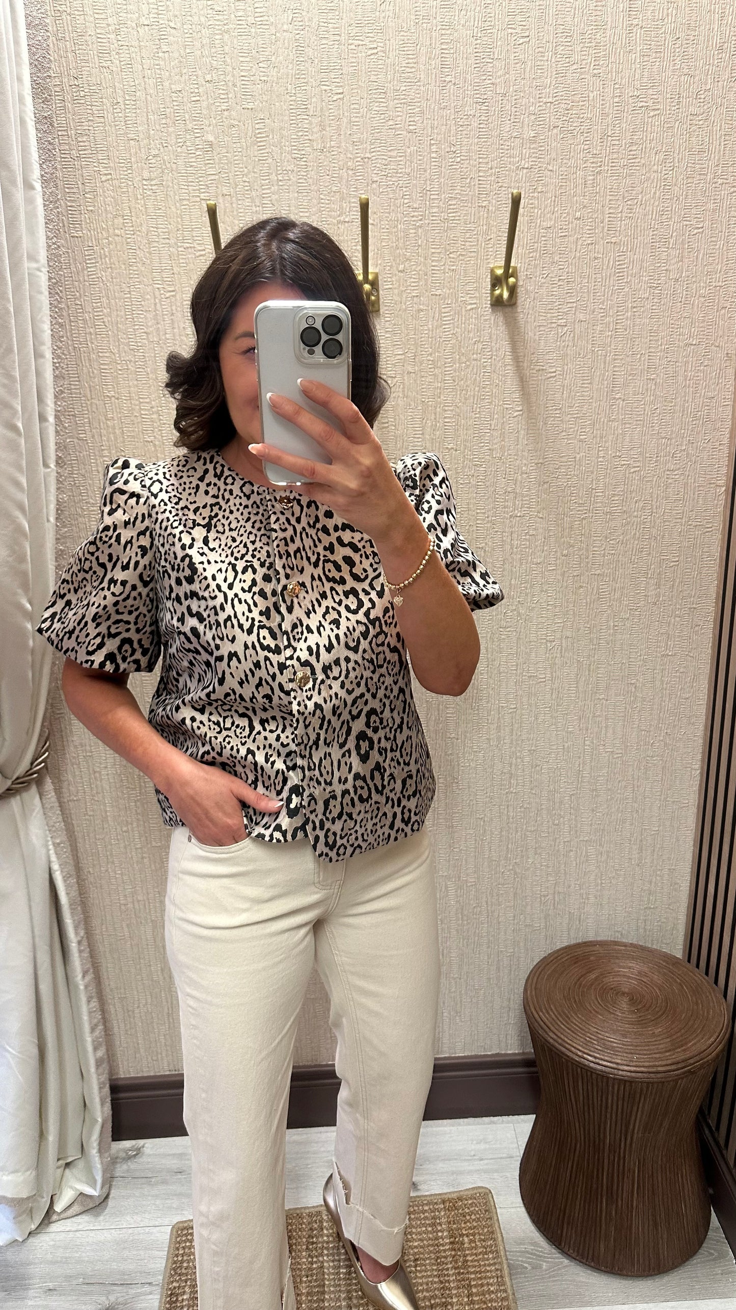 Leopard Print Button-down Top
