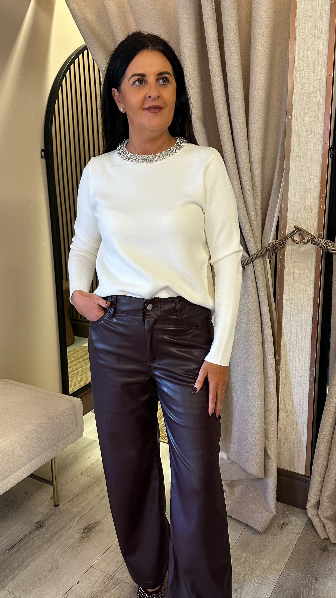 Winter White Embellished Knit