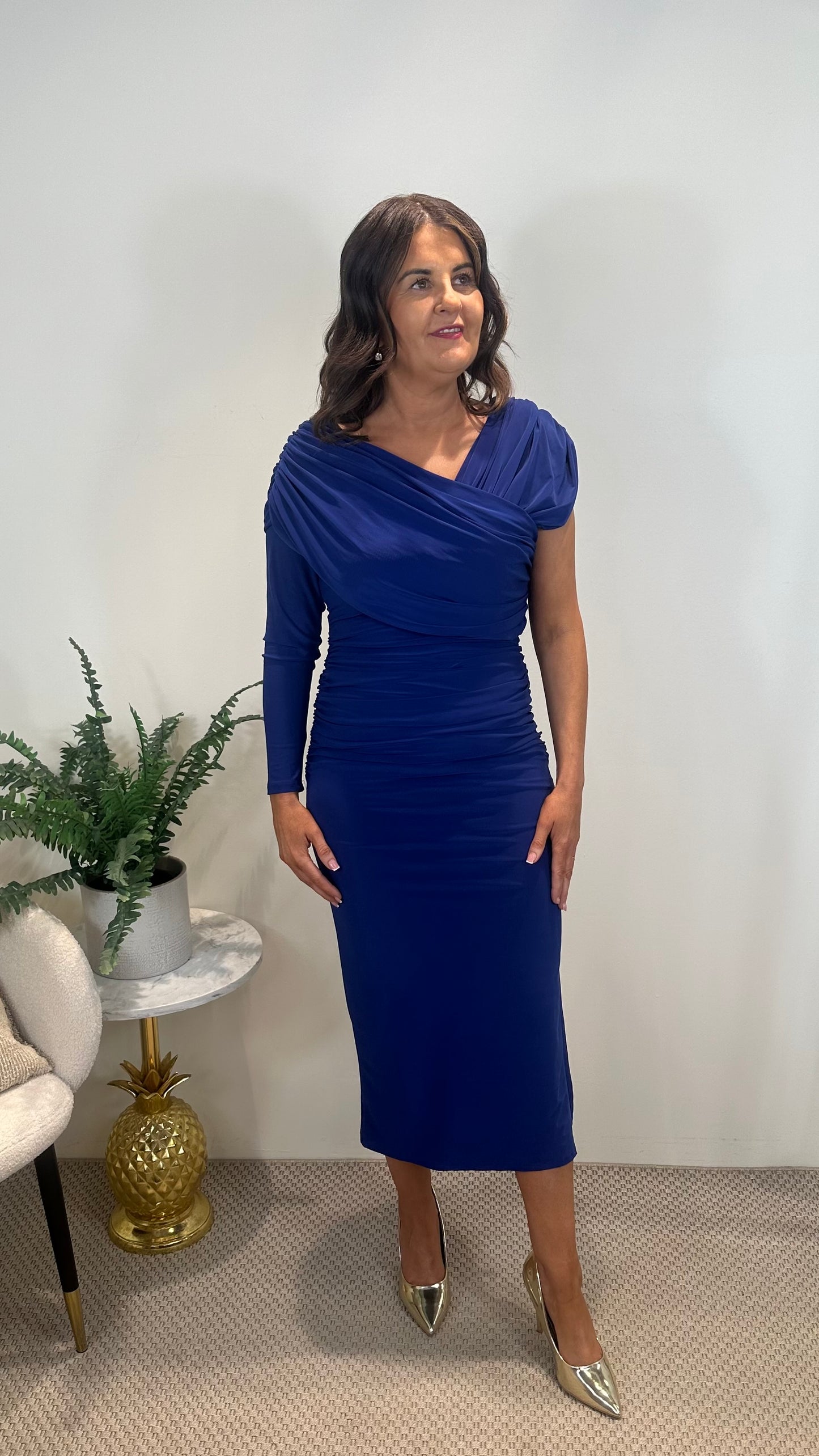 Maeve Blue Ruched Dress