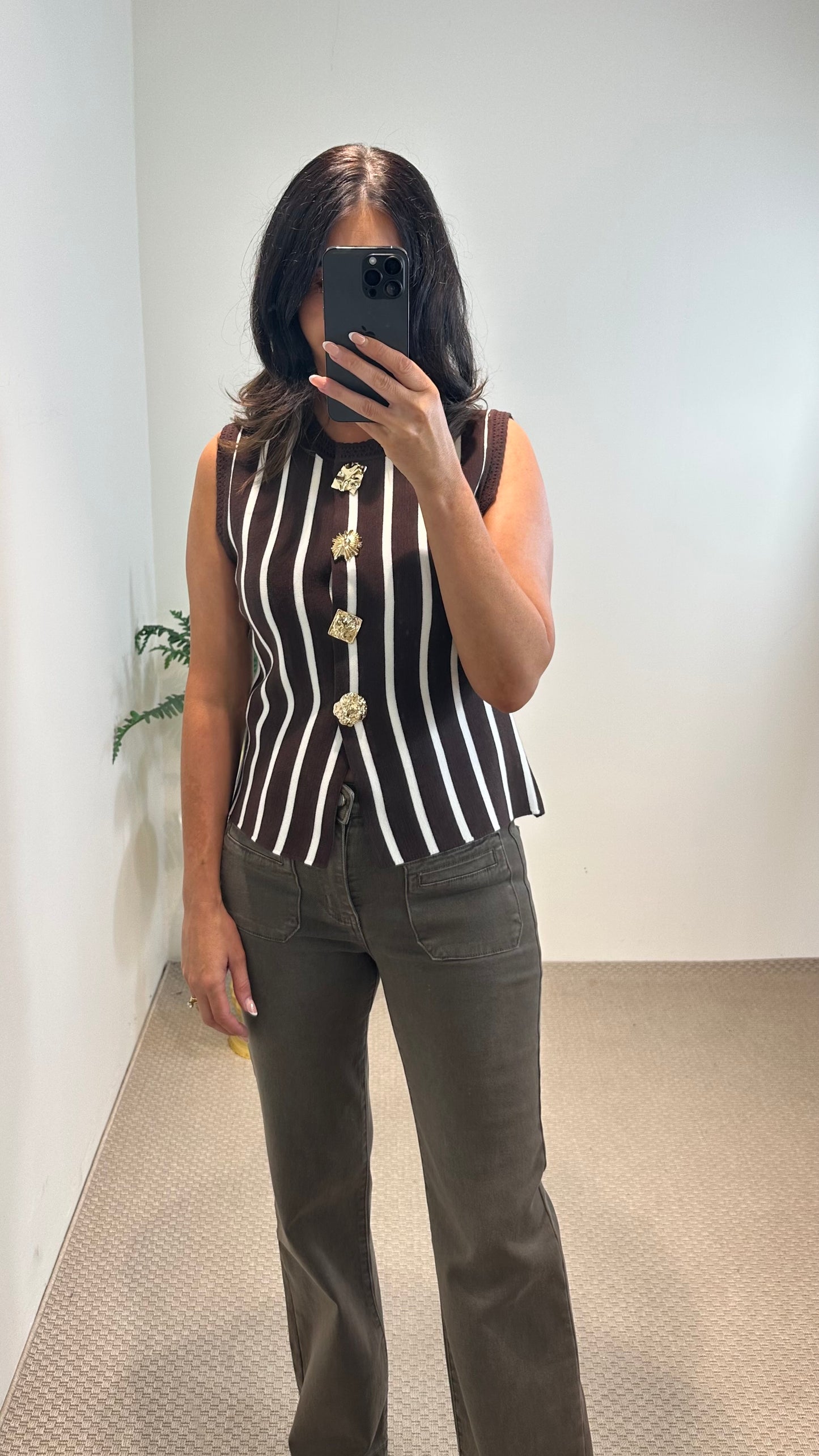 Brown Striped Waistcoat