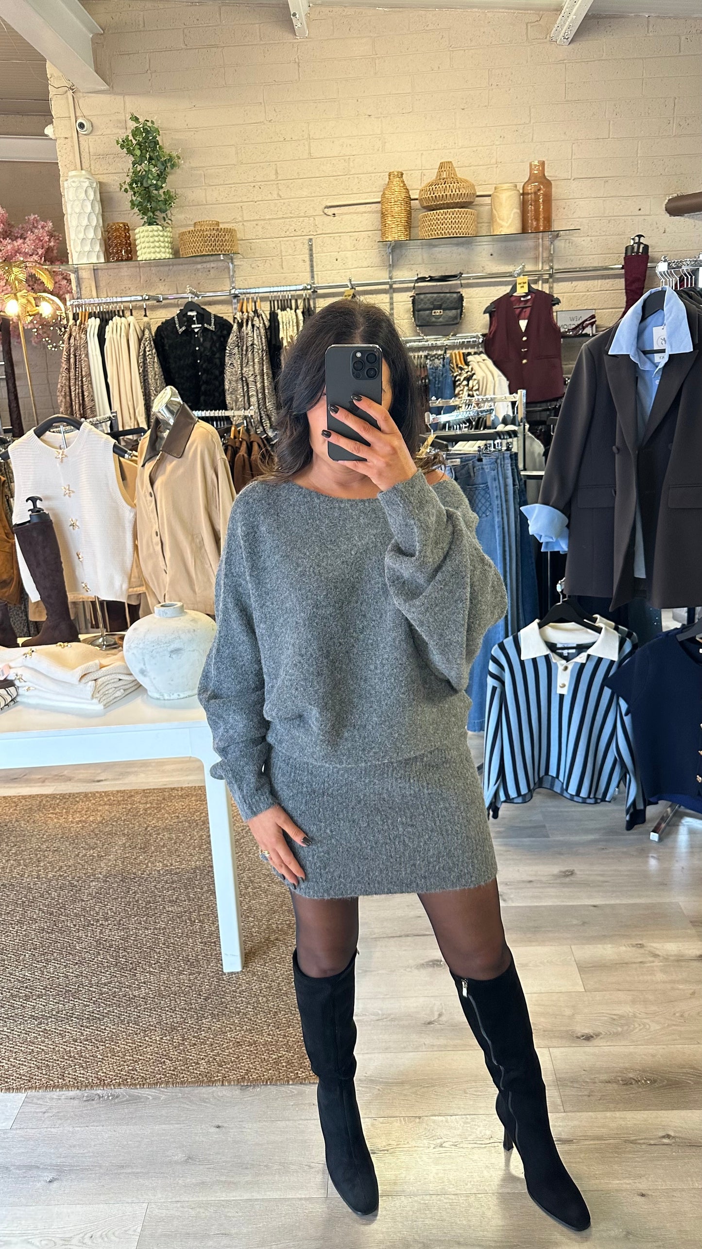 Grey Long Knit Jumper