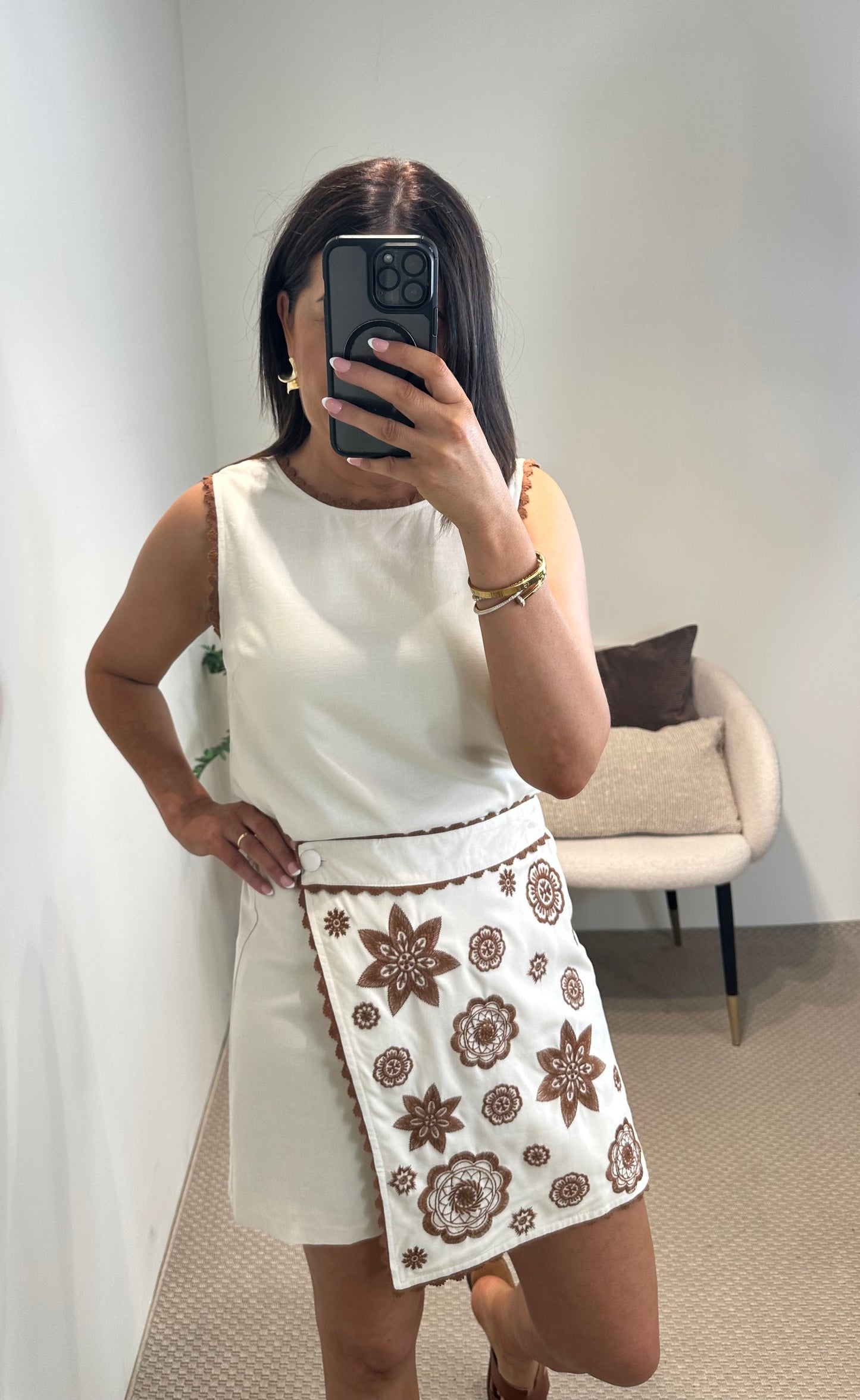 Cream & Brown Top