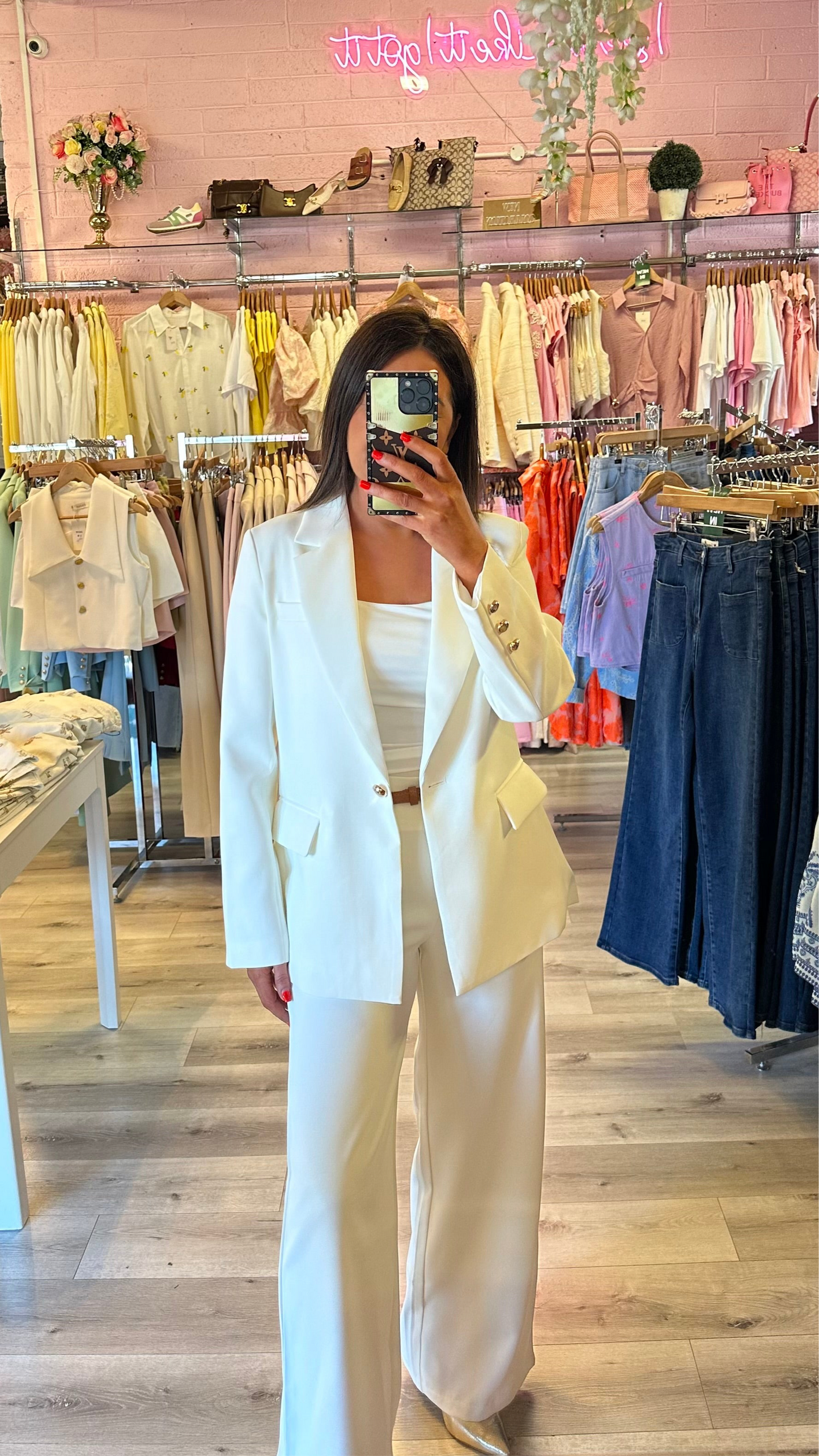 White Wide-Leg Trousers