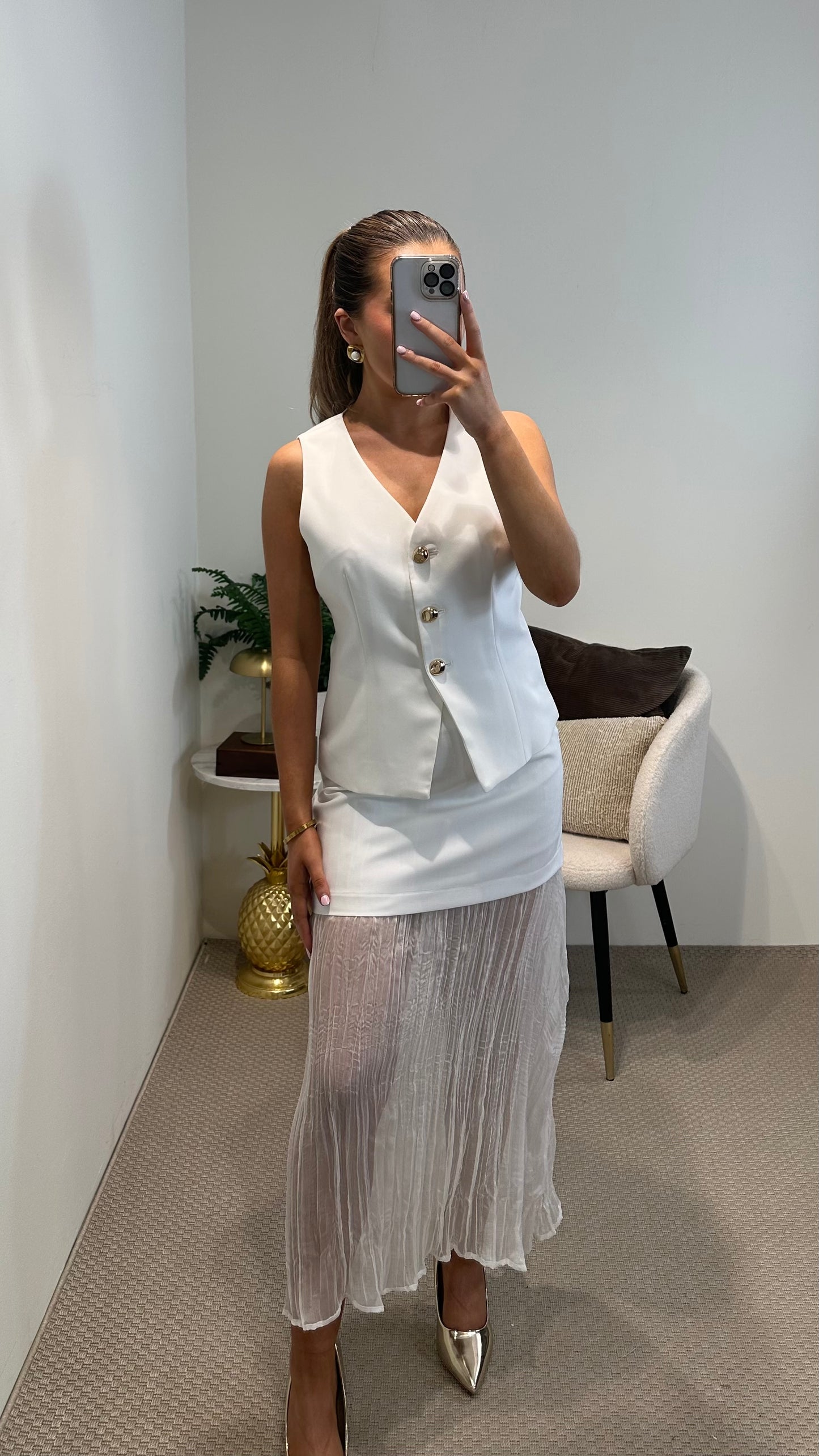 White Combined Skirt