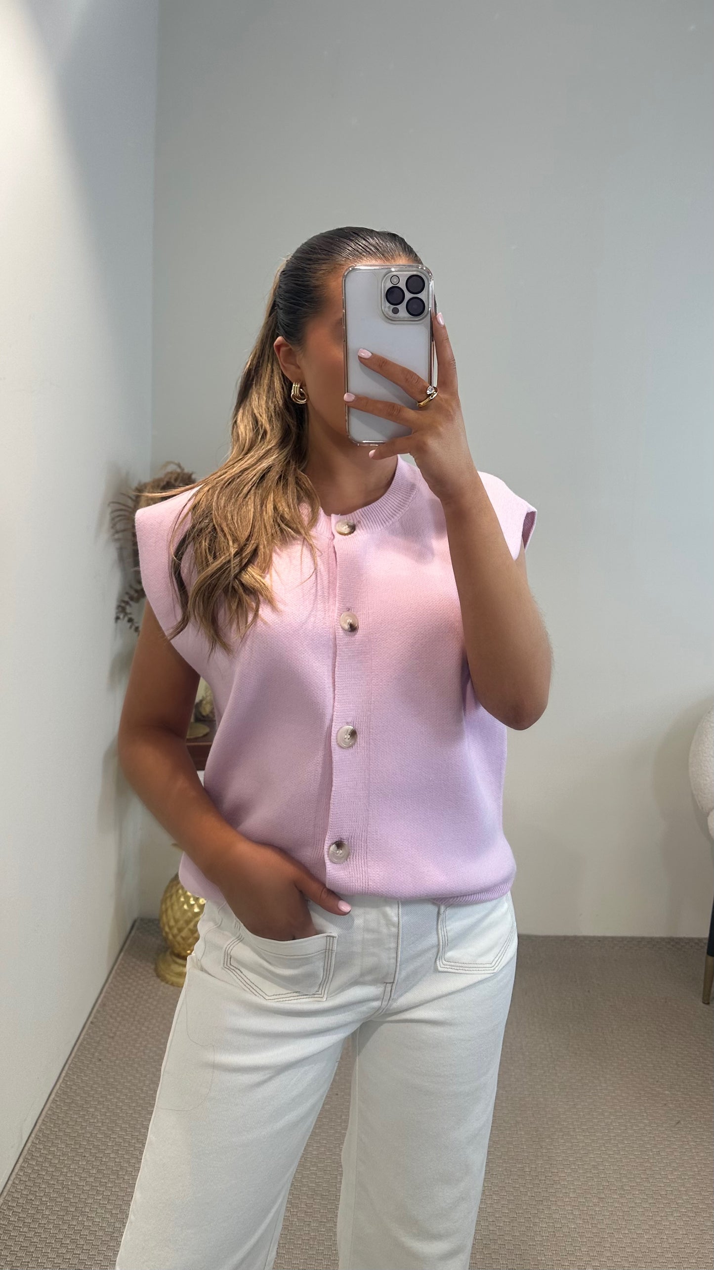 Pink knit waistcoat