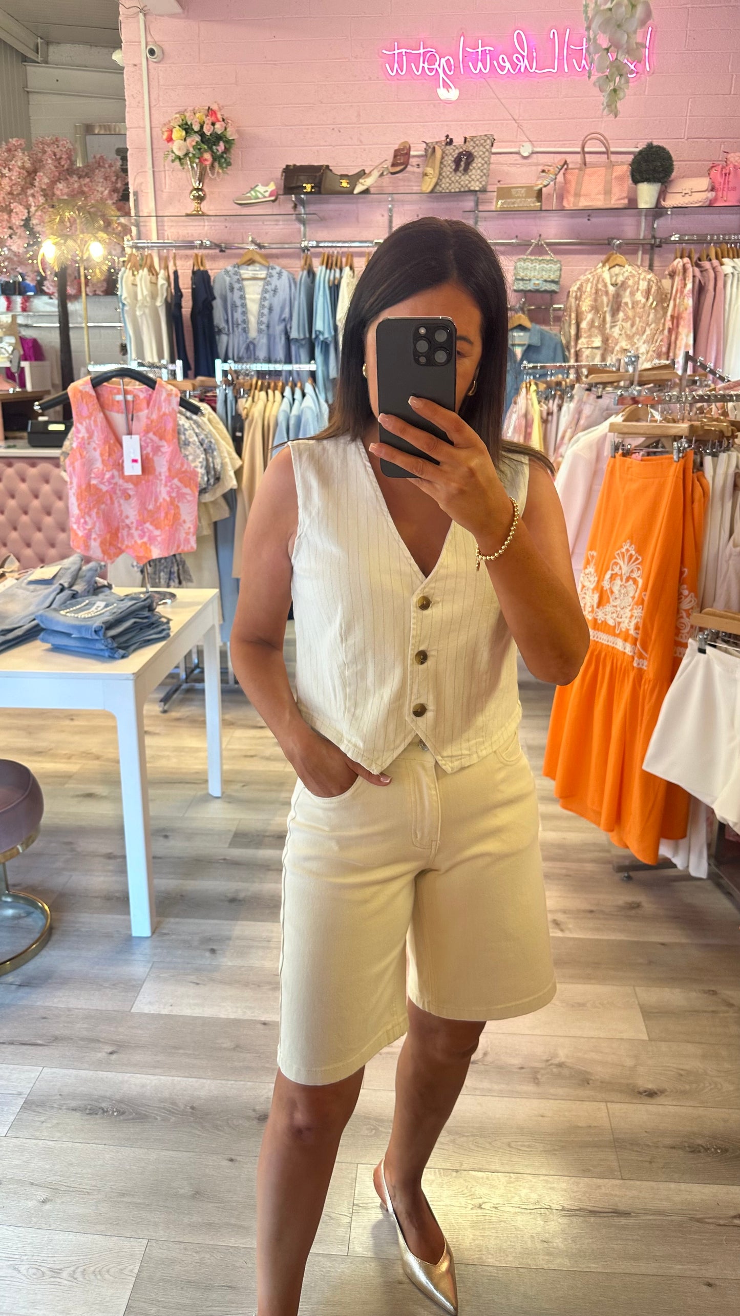 Cream & Brown Striped Waistcoat