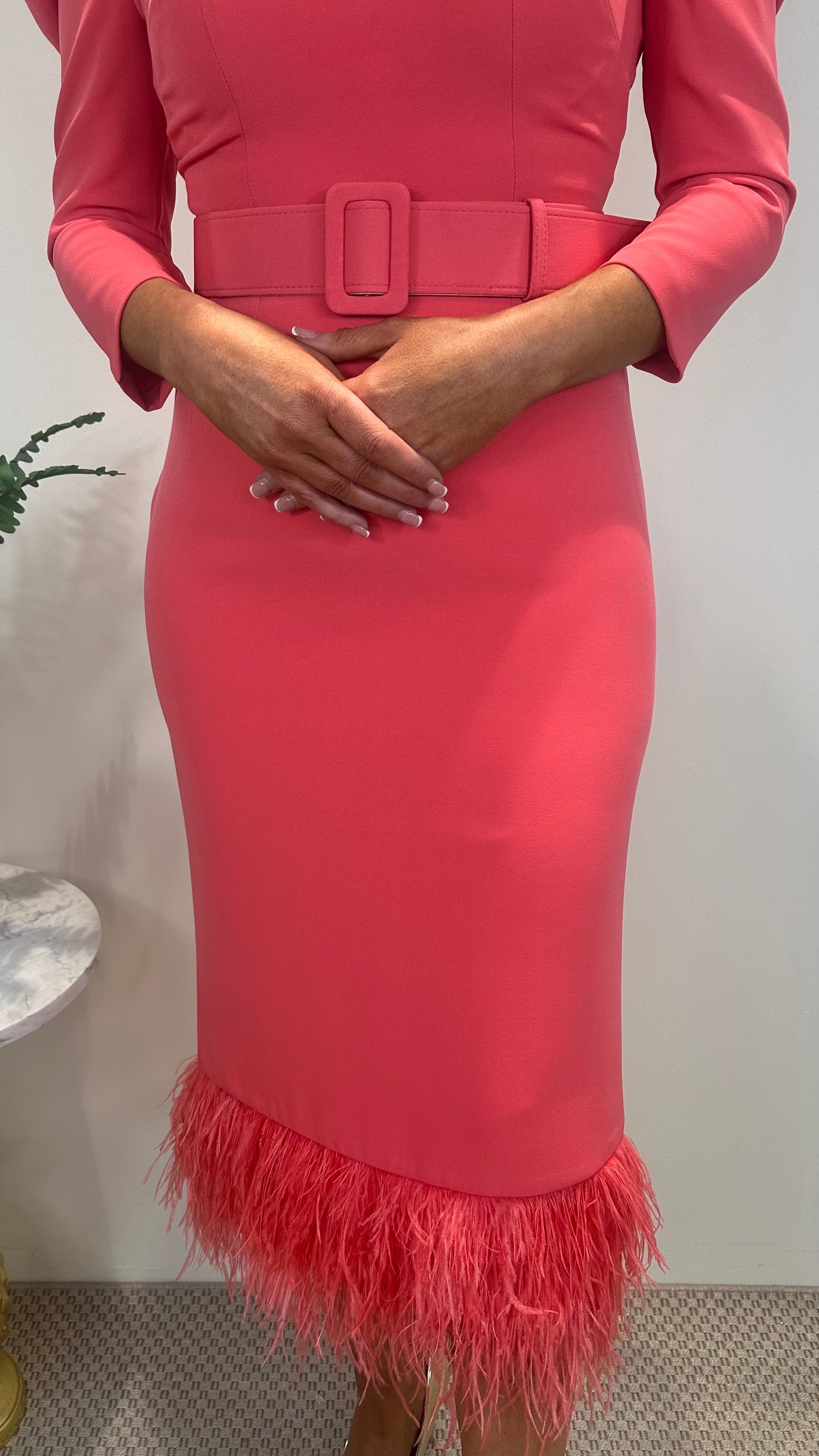 Harper Coral Feather Dress