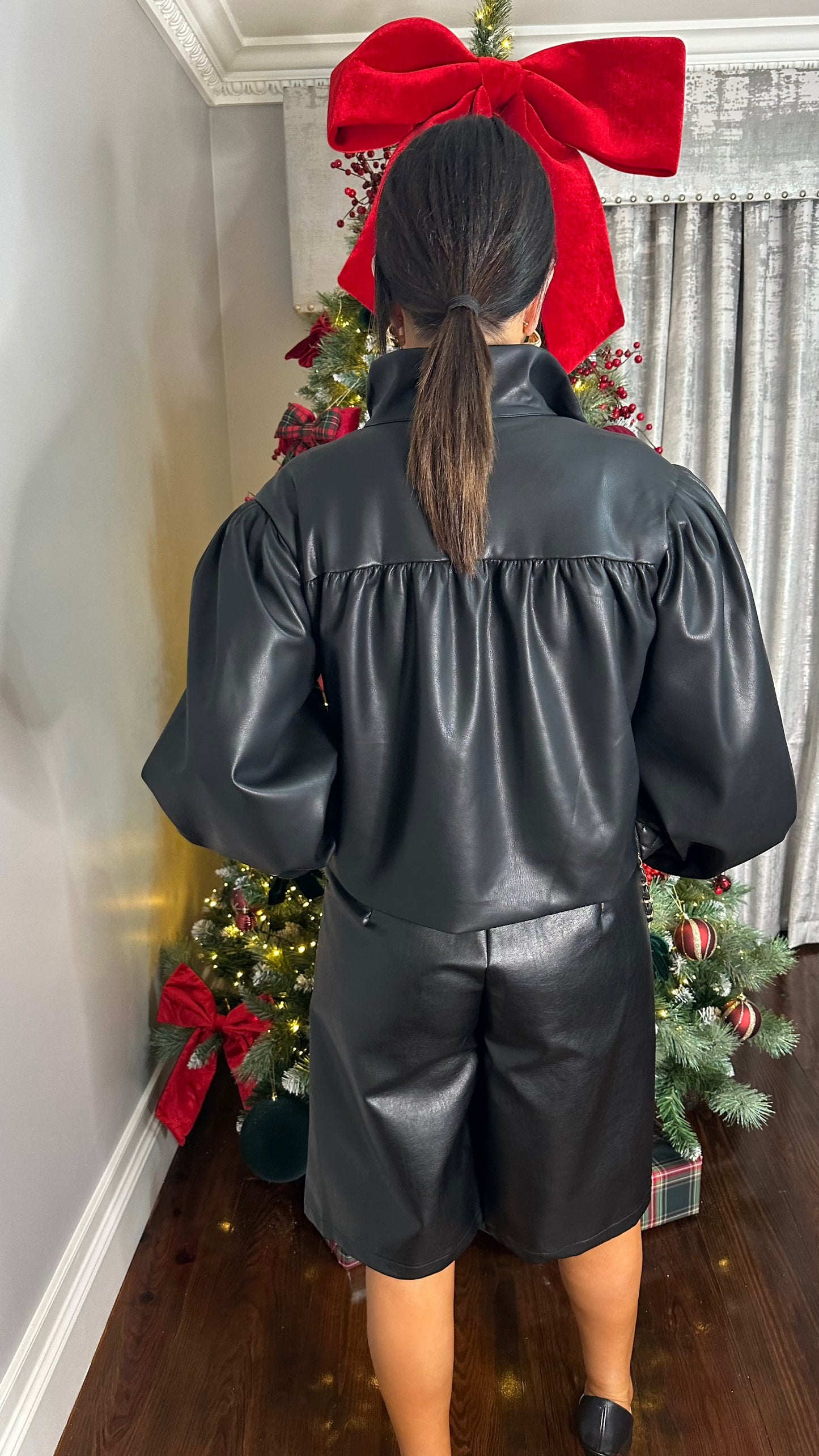 Statement Leatherette Bomber Jacket