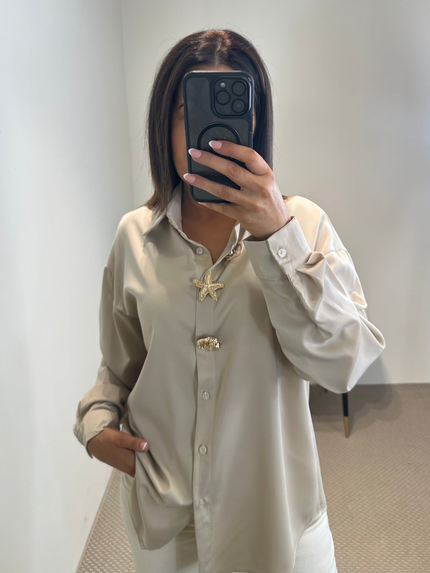 Beige Satin Blouse