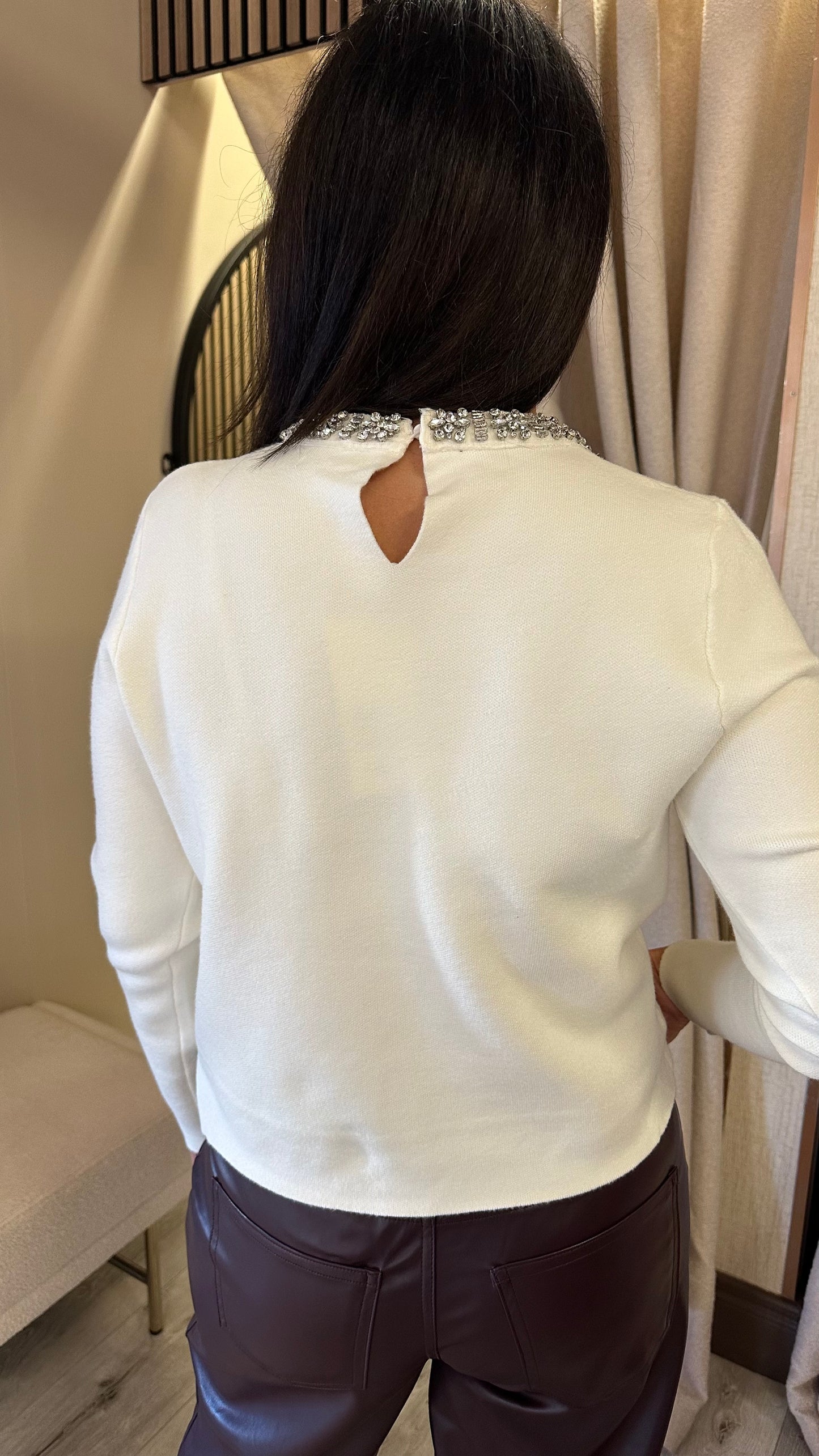 Wine Embellished Knit