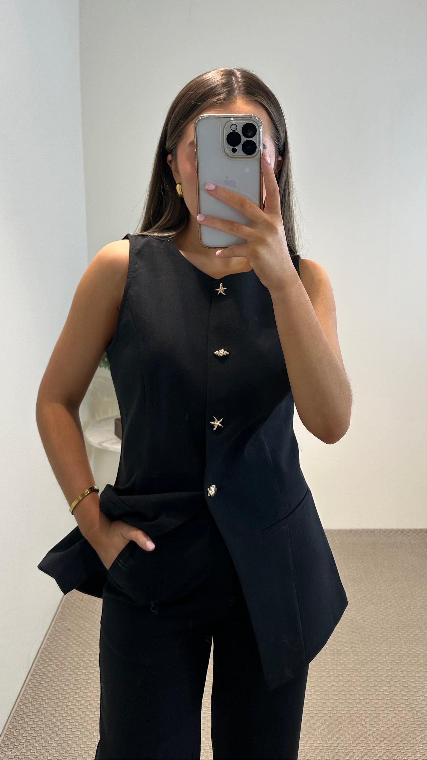 Black Waistcoat with Abstract buttons