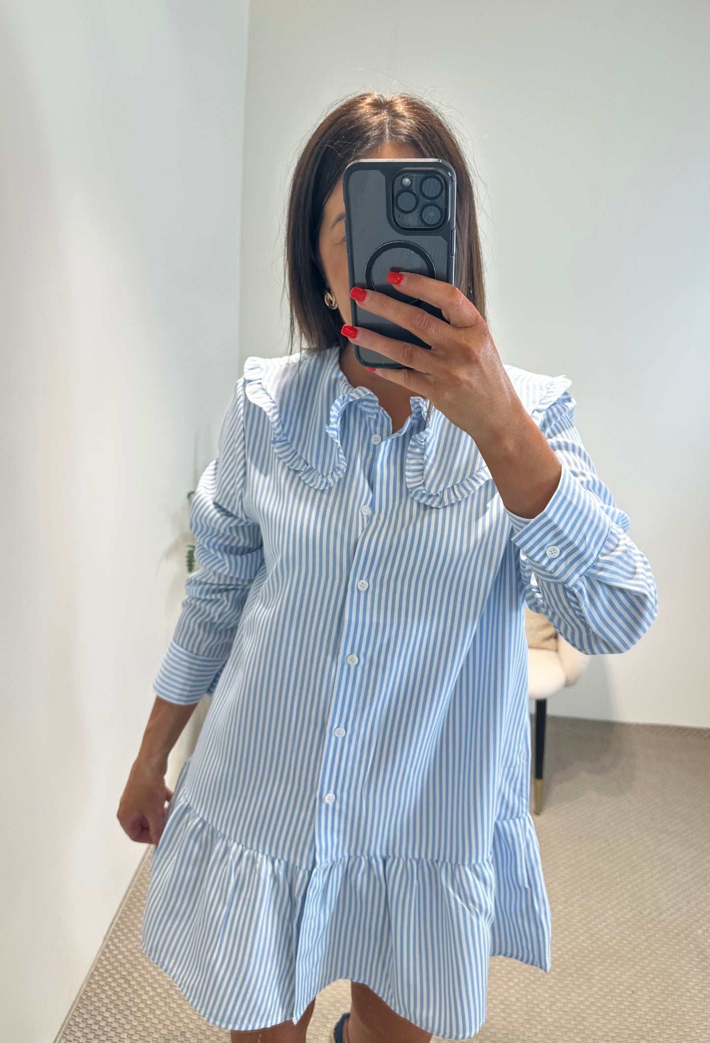 Blue Striped Smock Dress