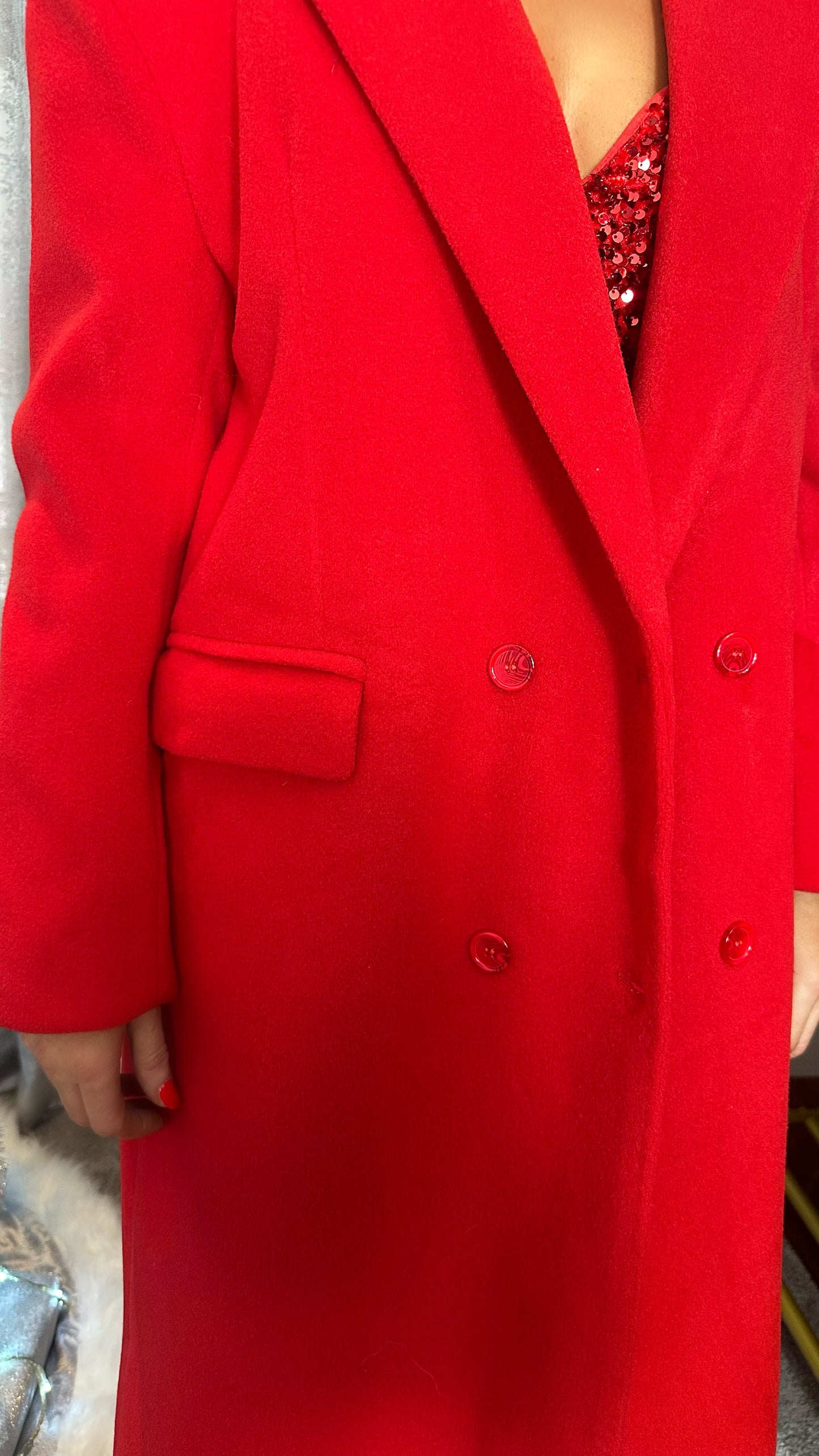 Red Double Breasted Coat