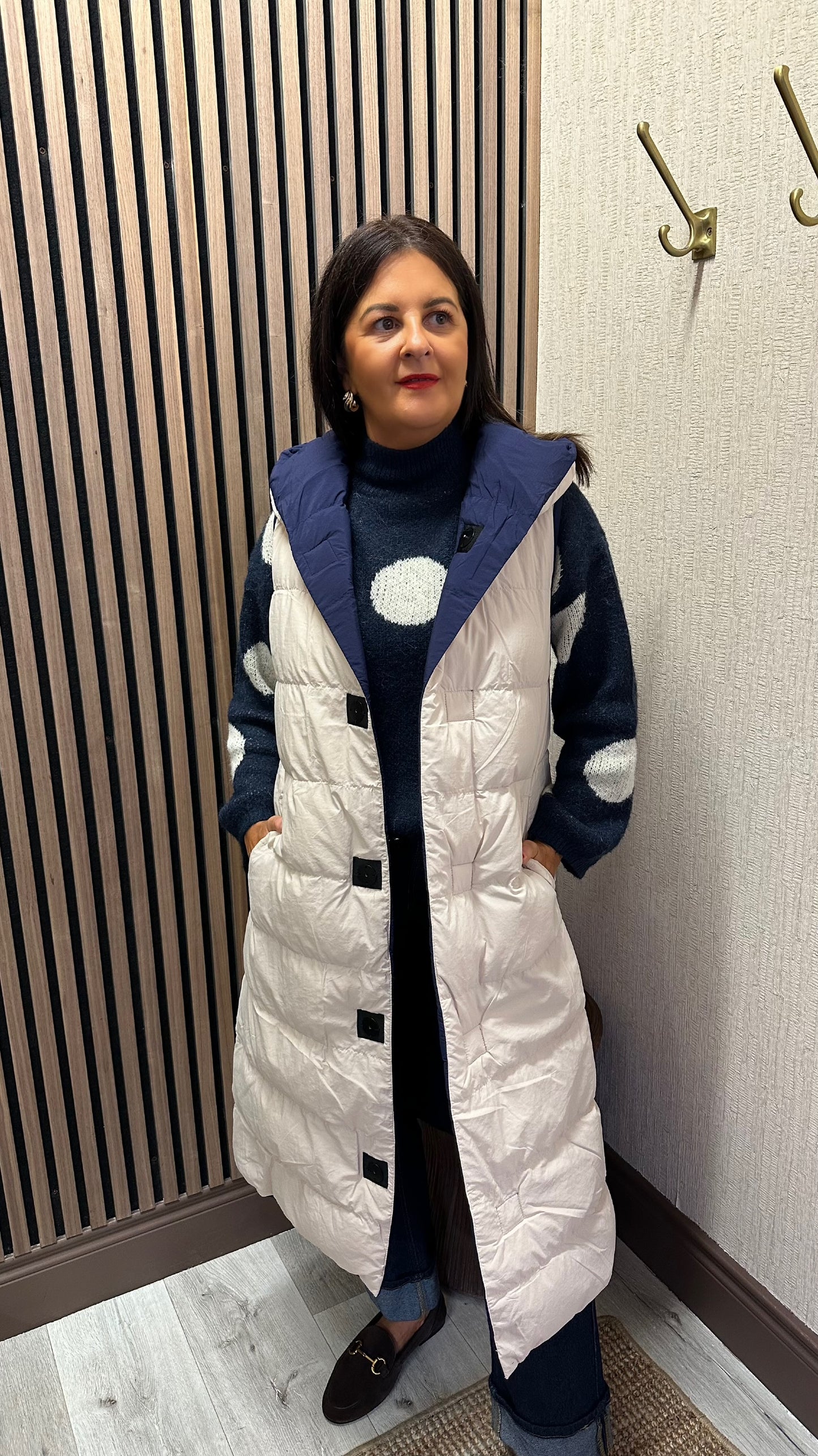 Navy & Cream Reversible Gilet