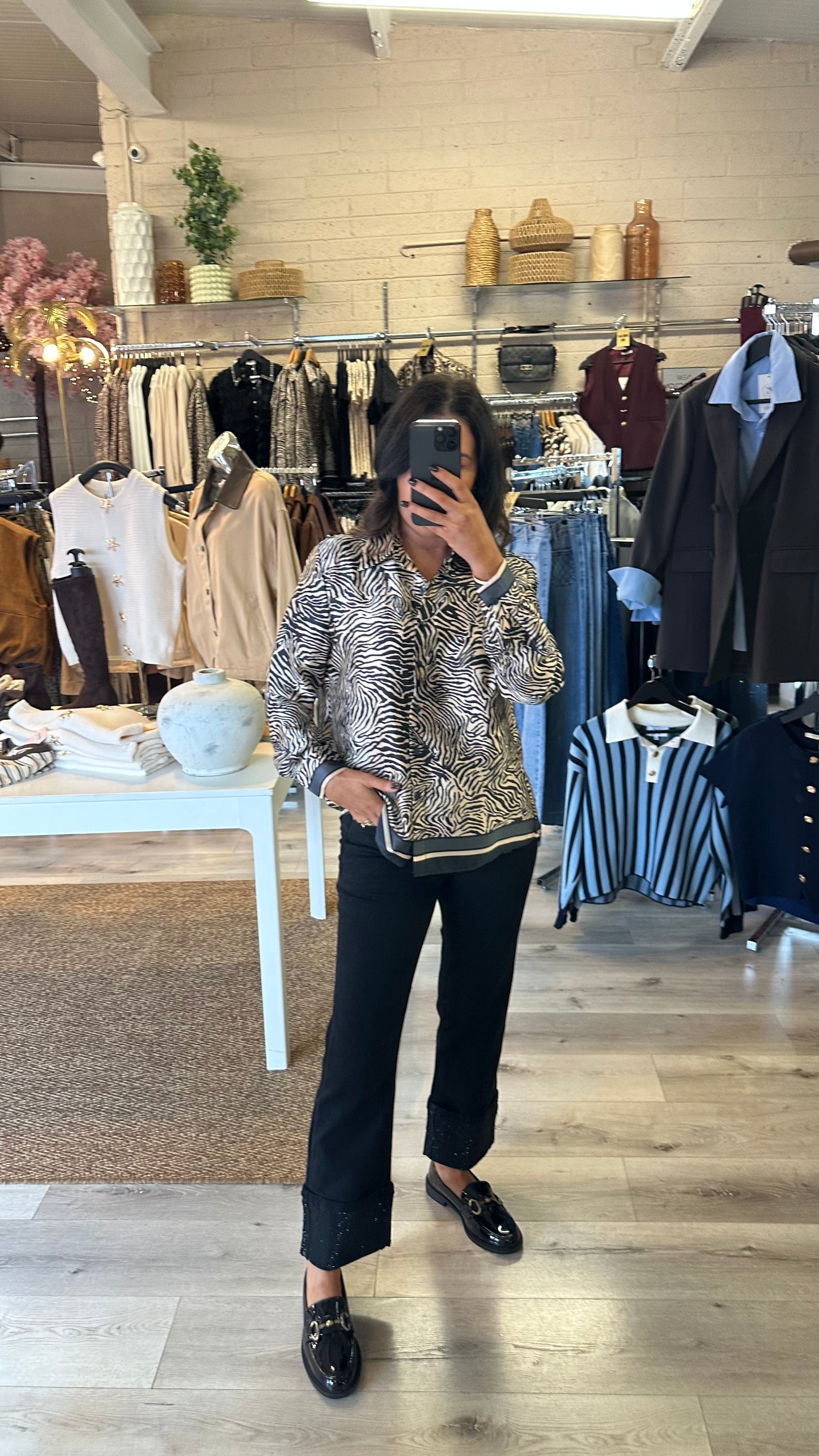 Black Zebra Satin Shirt