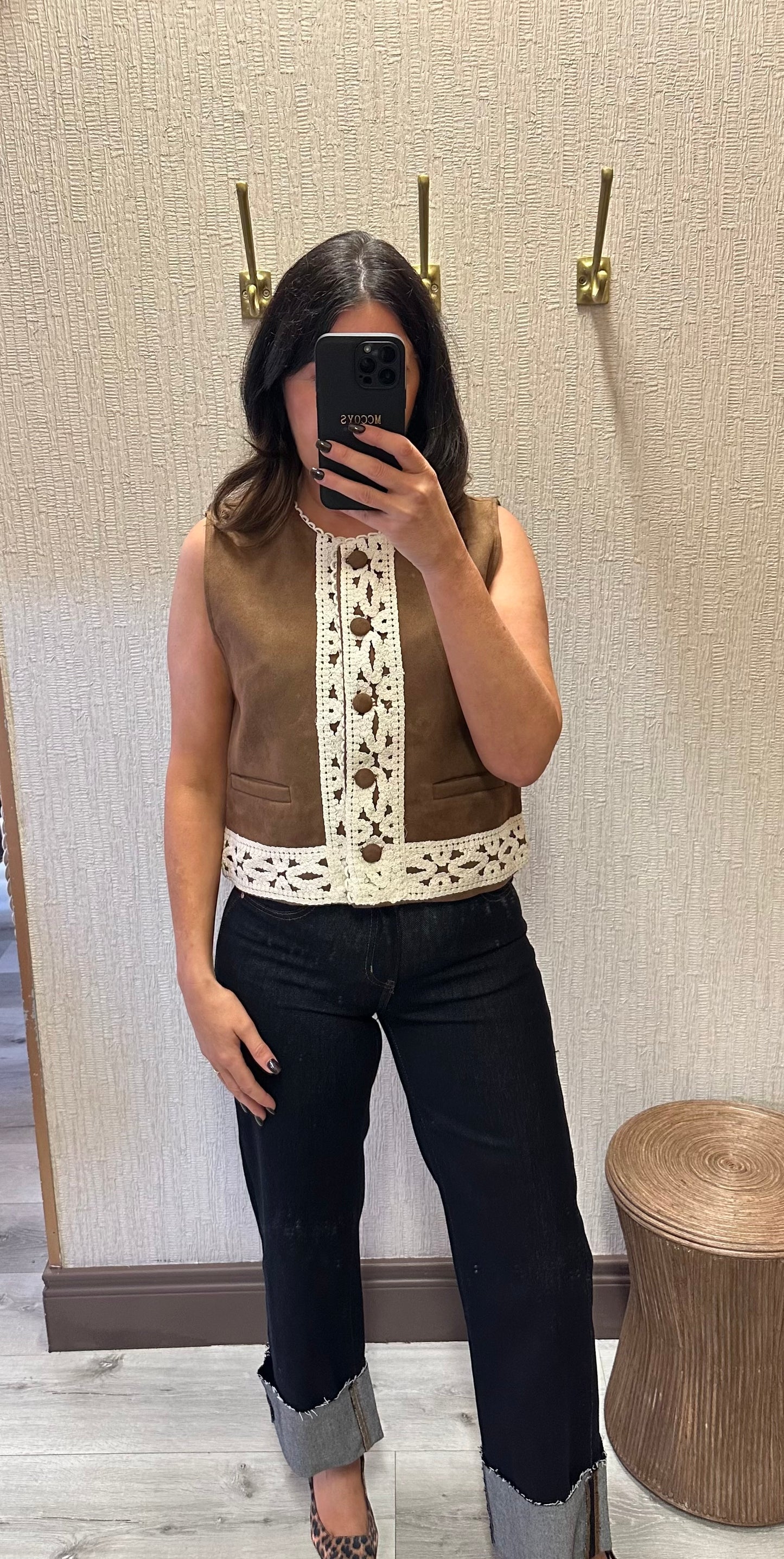 Brown Crochet Detail Waistcoat