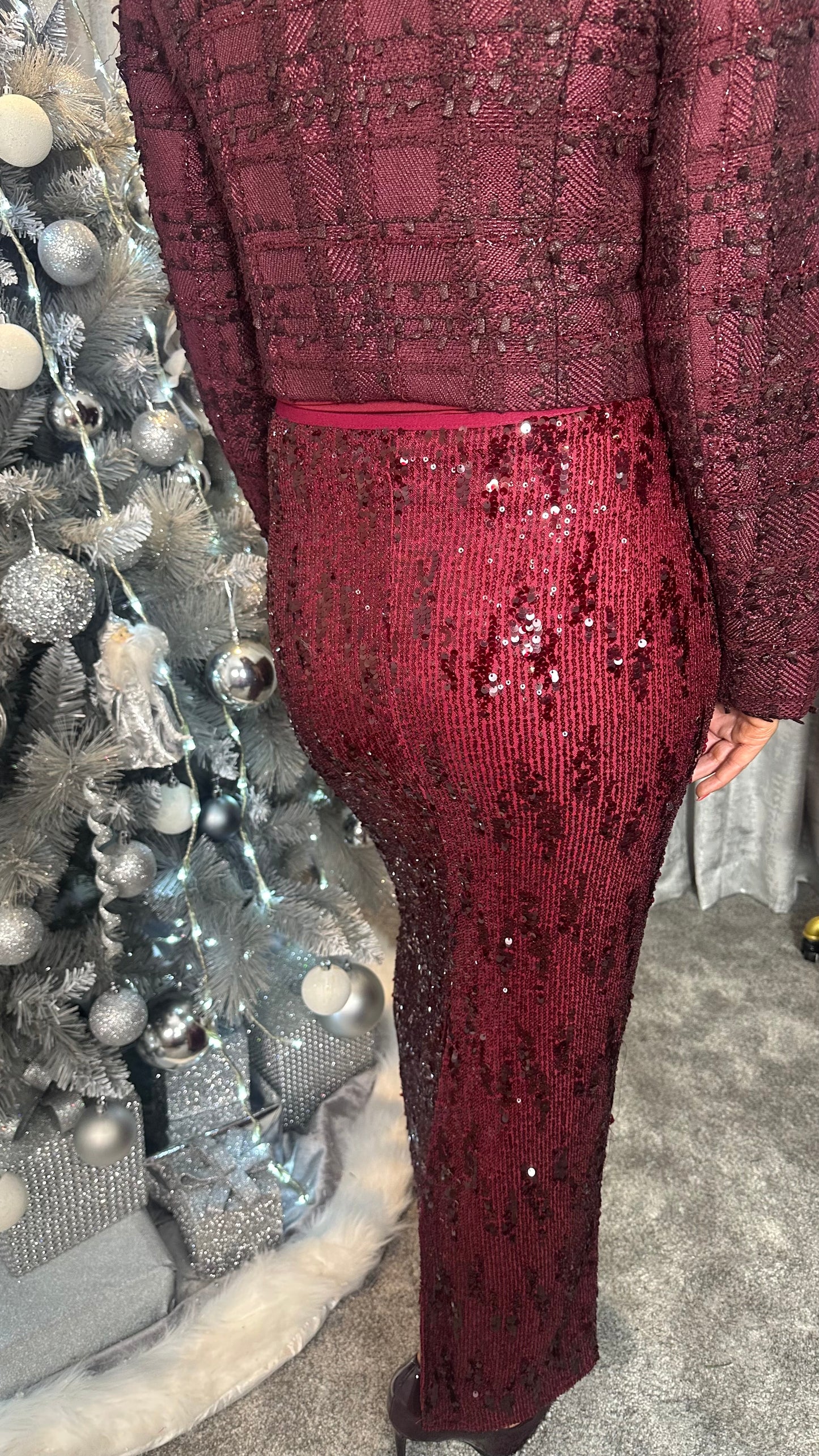 Burgundy Sequin Skirt- Ireland AM