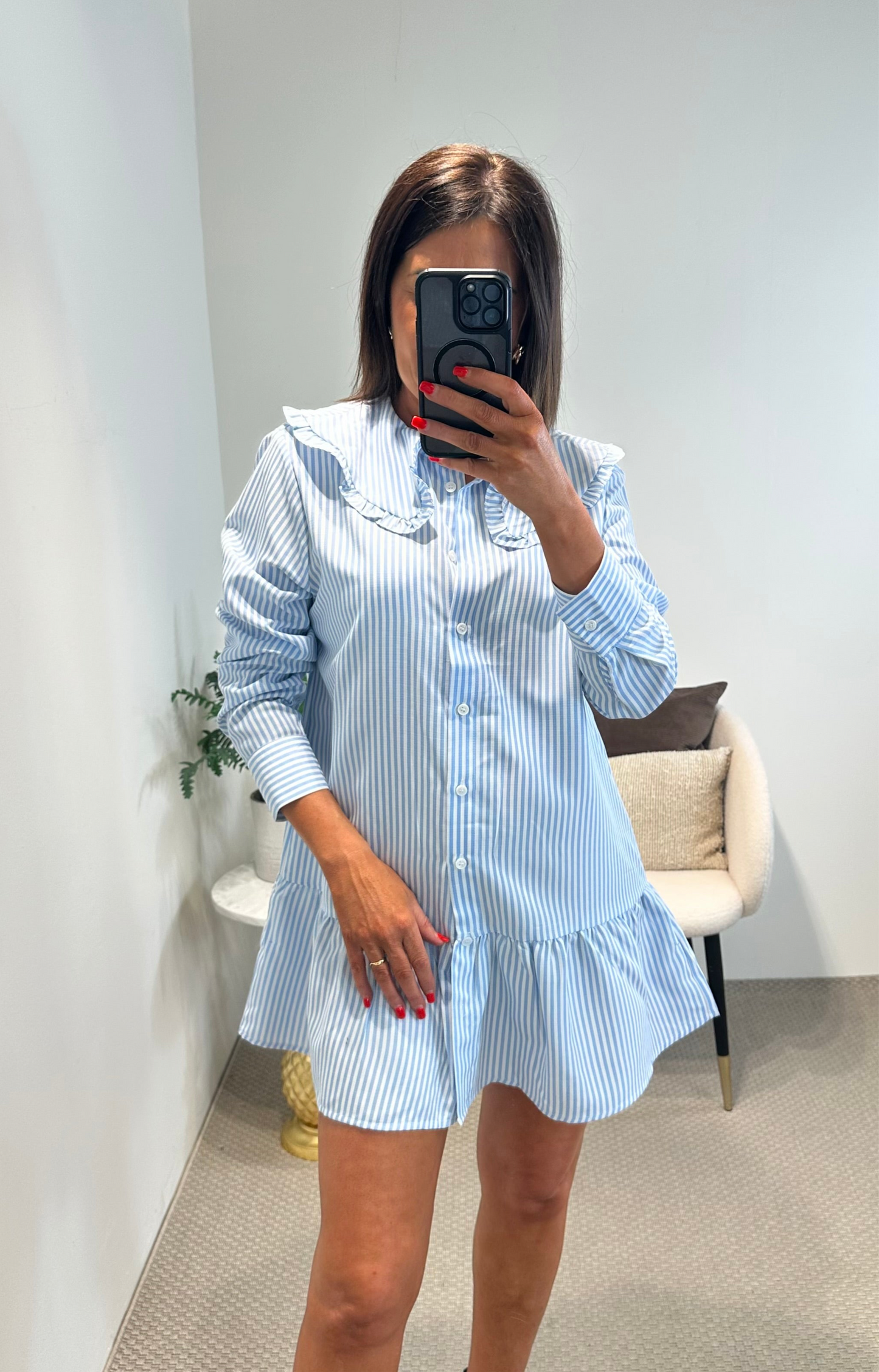 Blue Striped Smock Dress