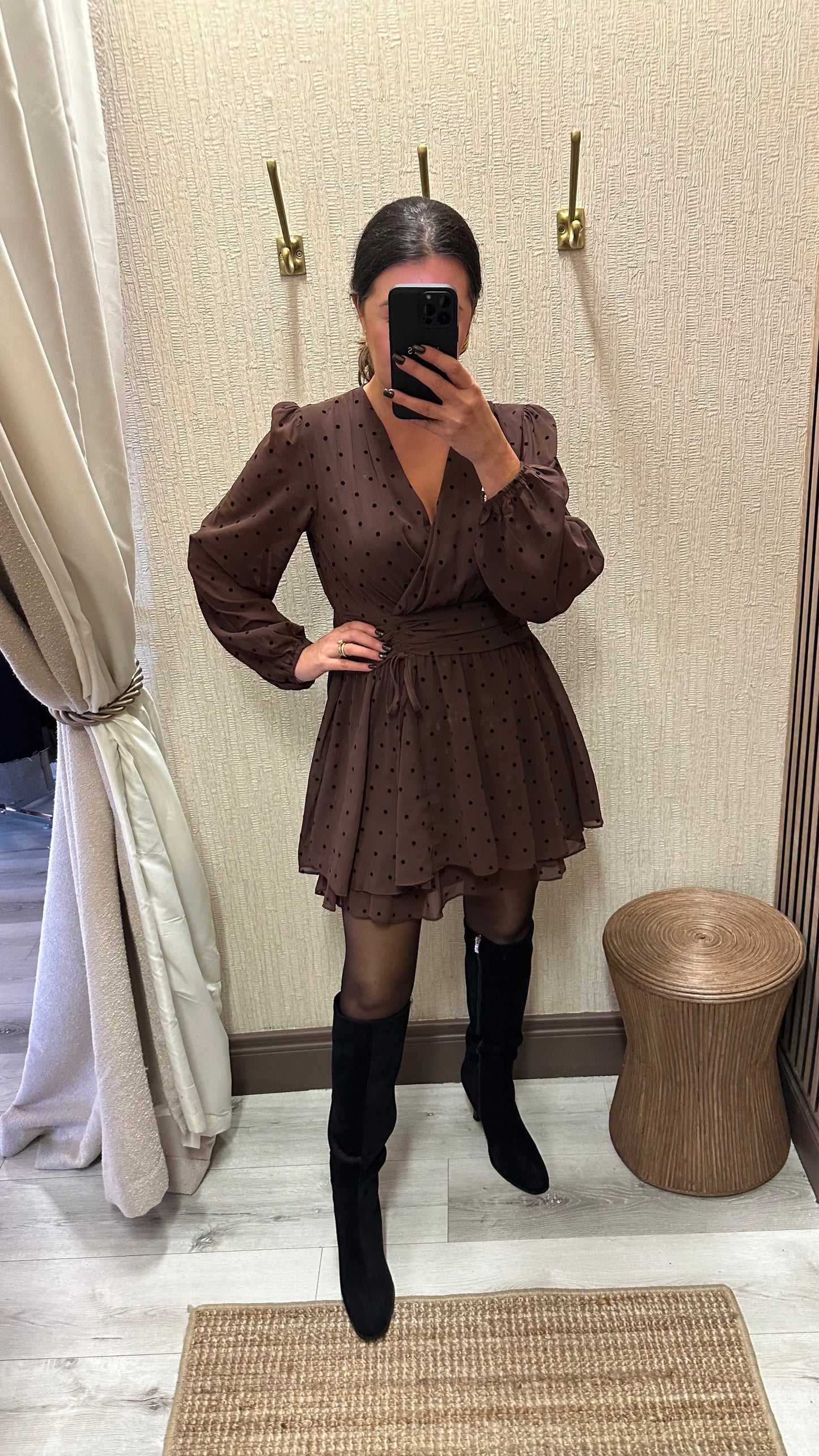 Brown & Black Polka Dot Dress