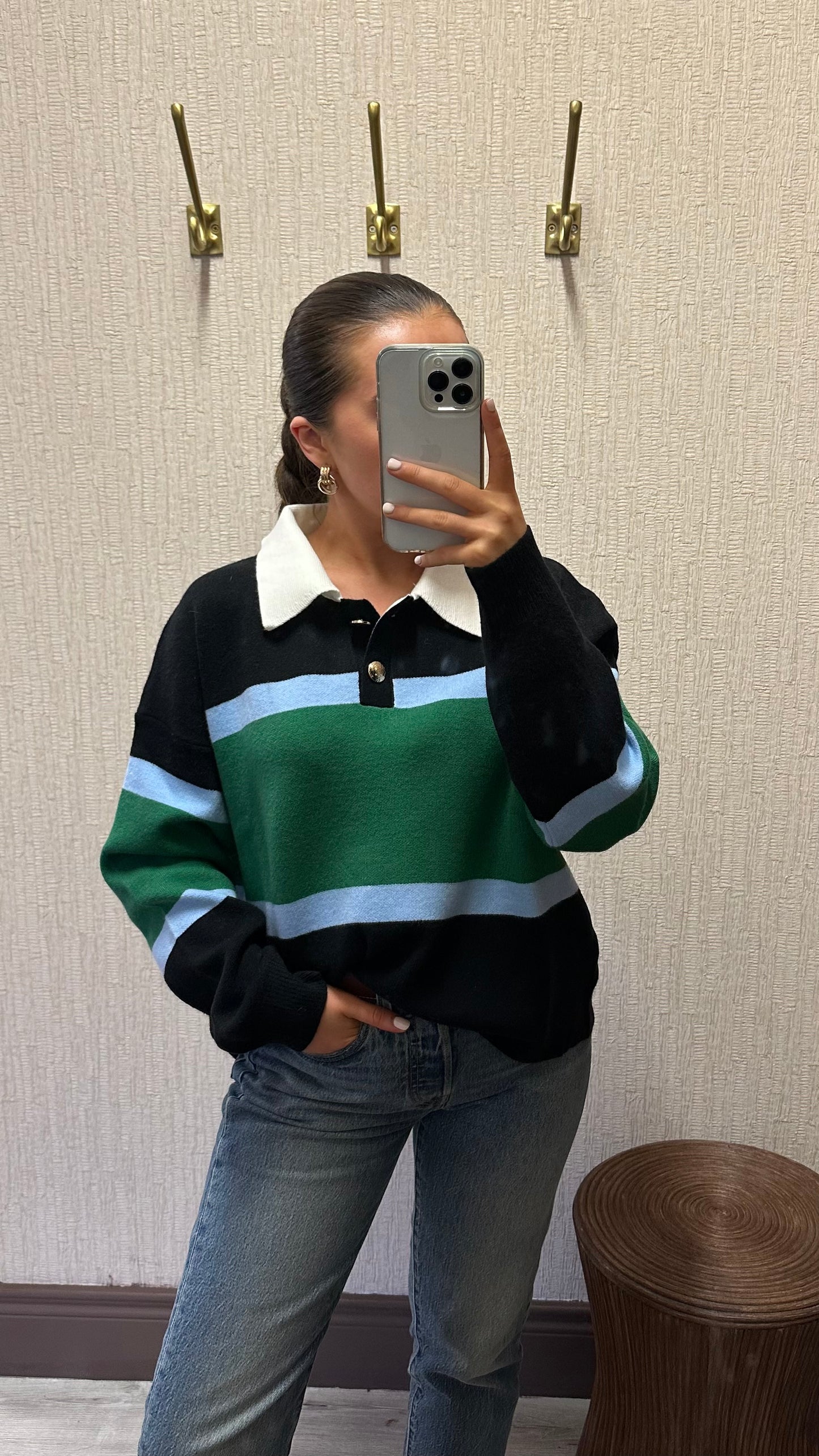 Navy & Green Rugby Knit