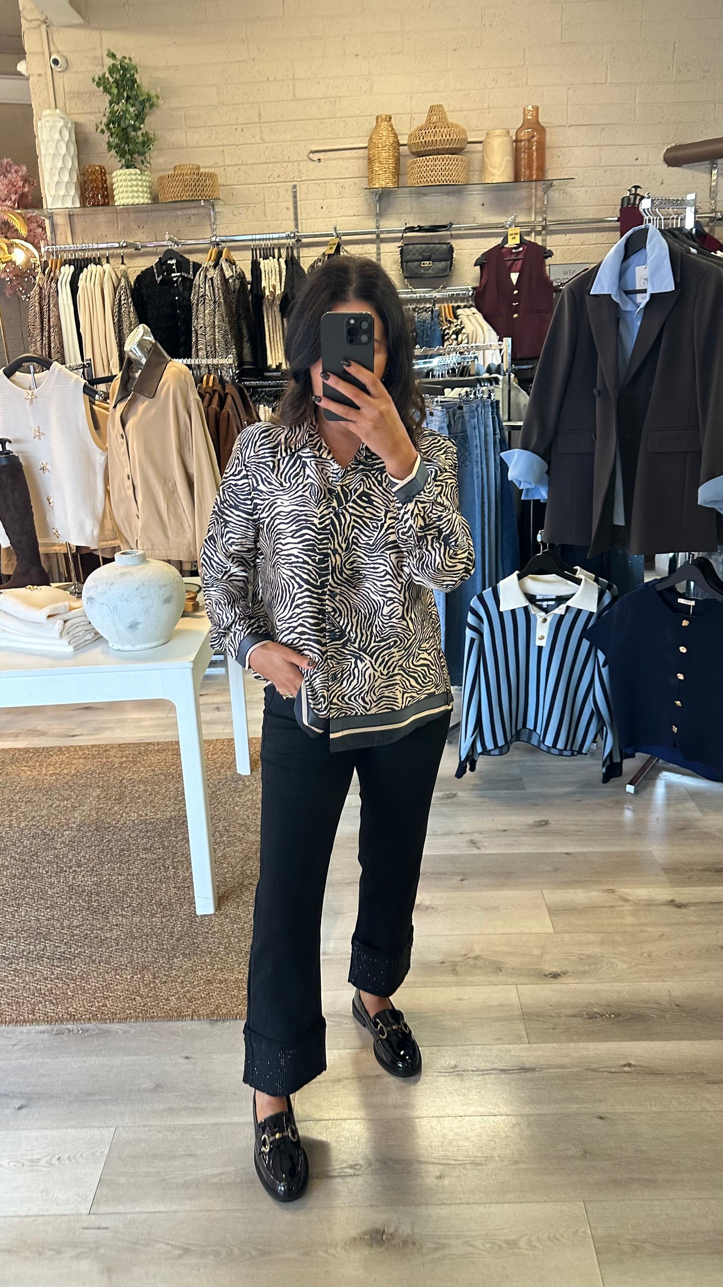 Black Zebra Satin Shirt