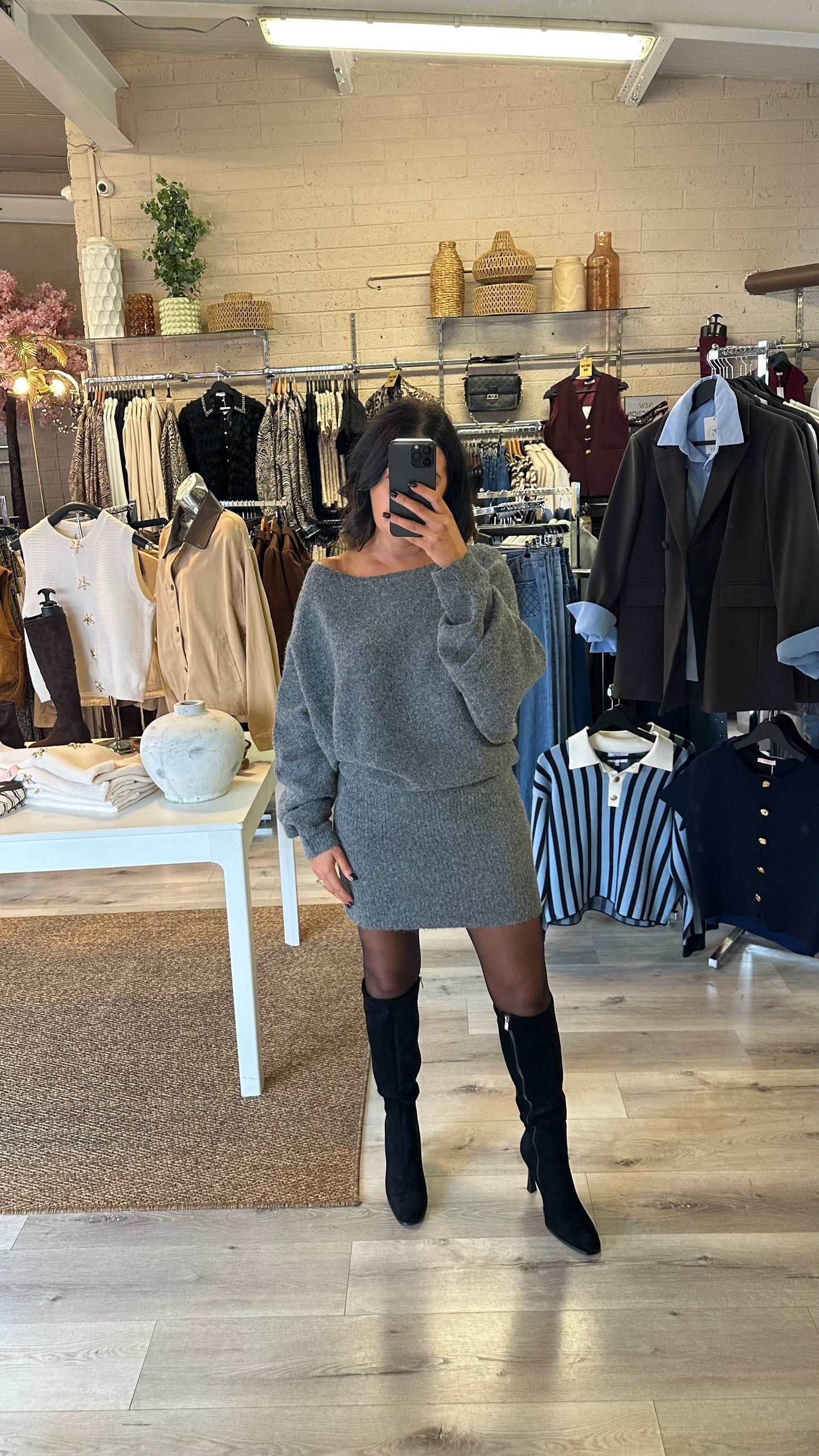 Grey Long Knit Jumper