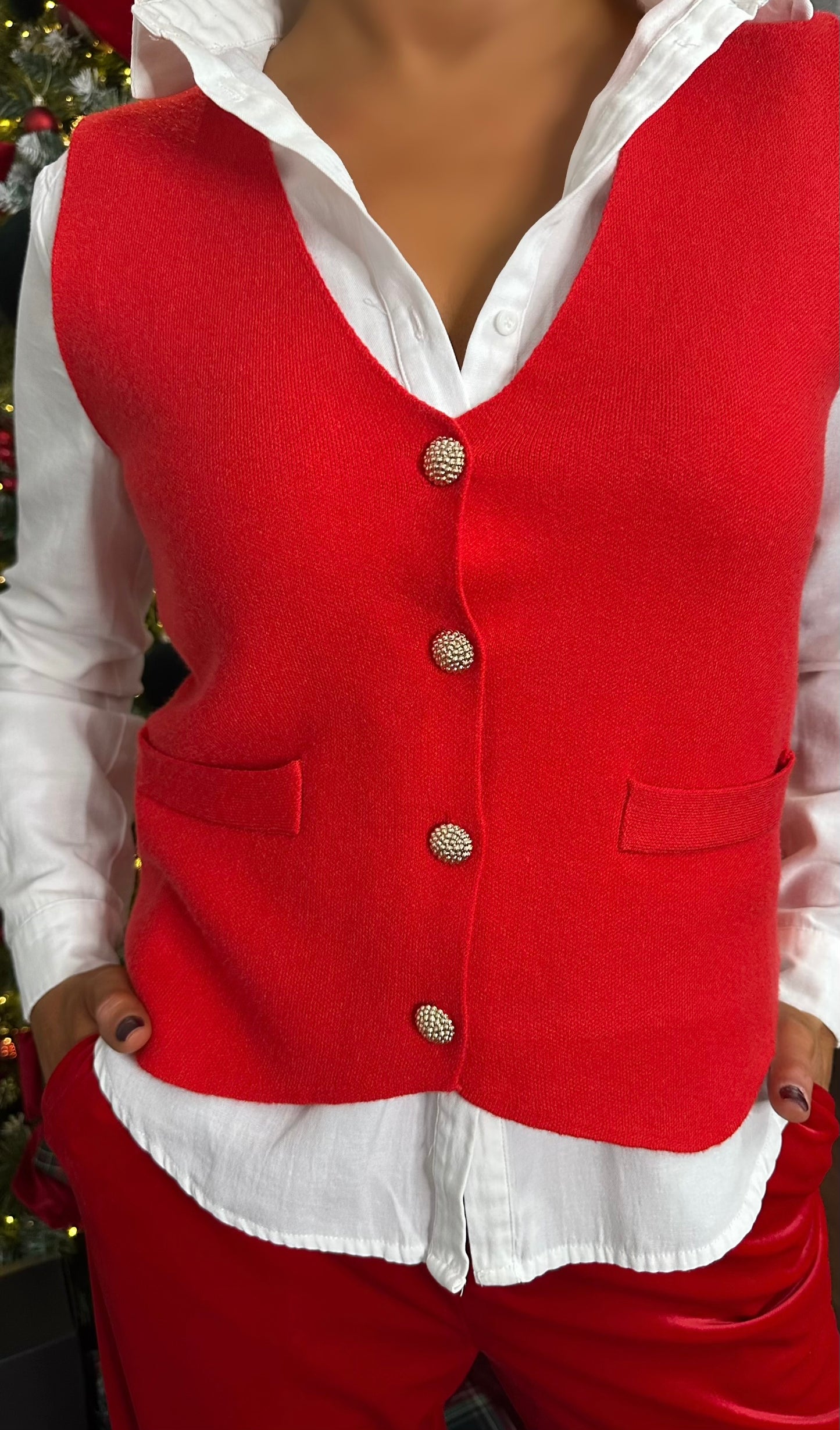 Red Knit Waistcoat