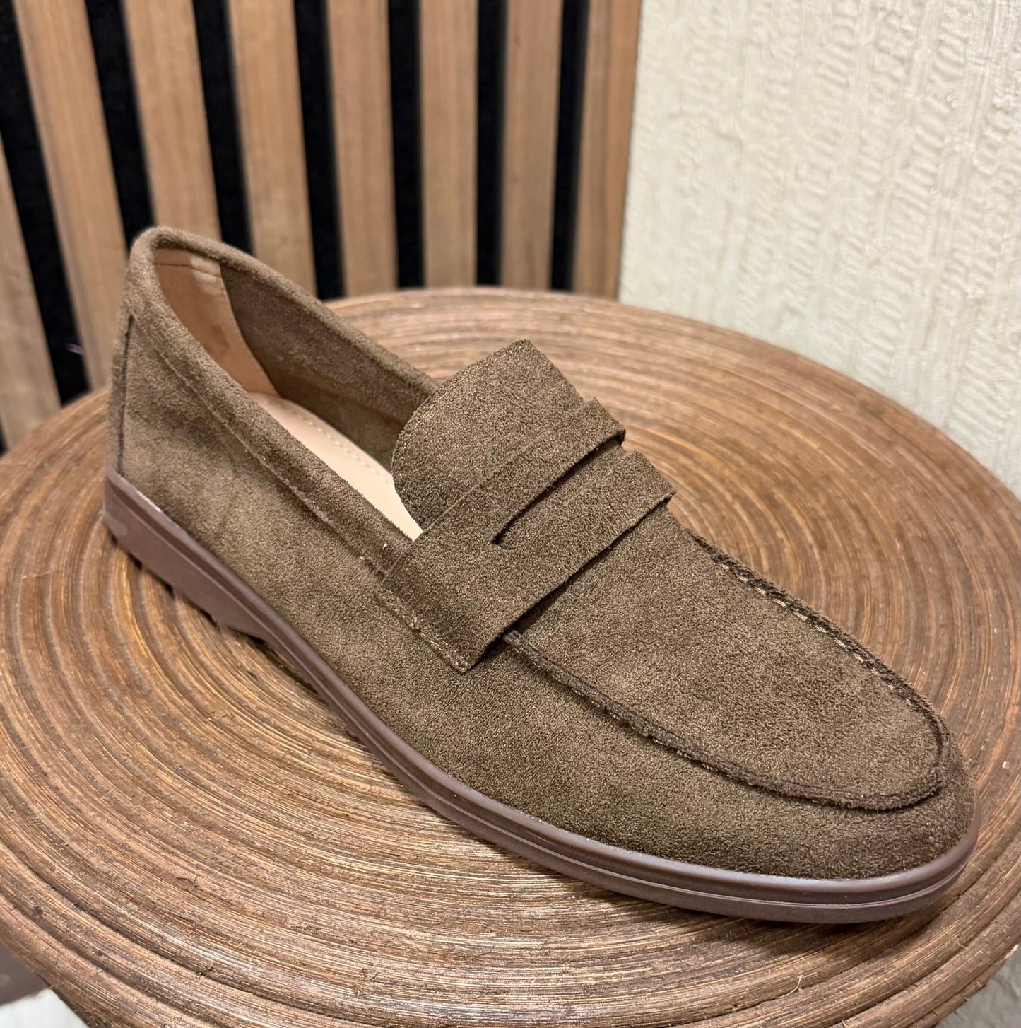 Chocolate Faux Suede Loafer