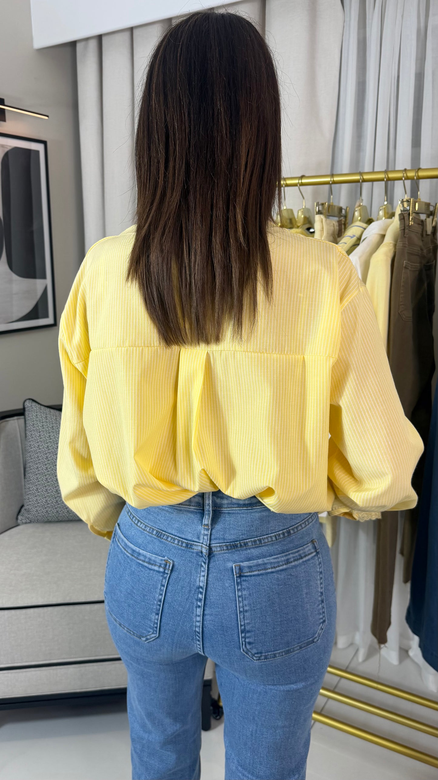 Yellow Pinstriped Shirt with Tie