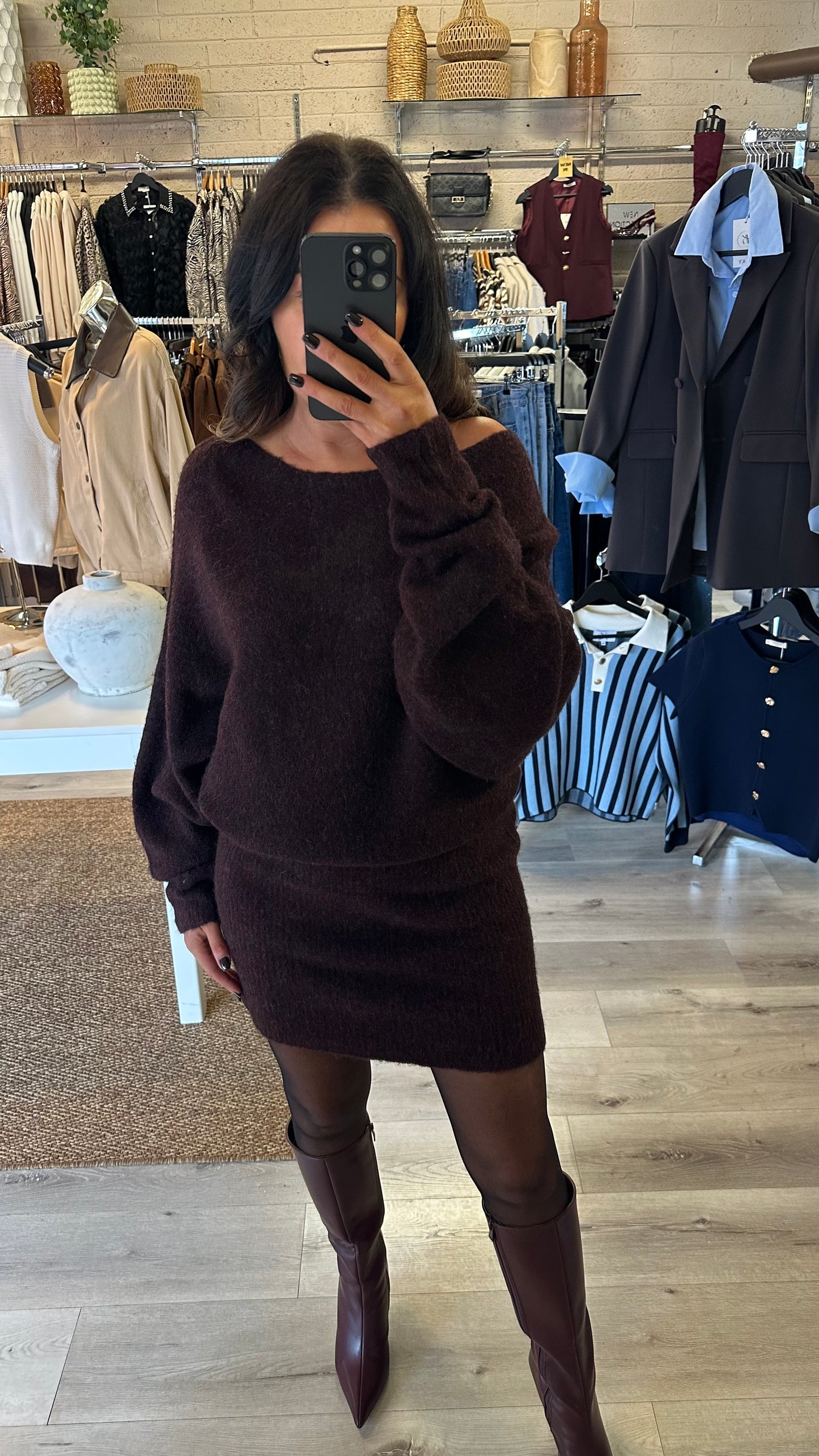 Wine Long Knit Jumper