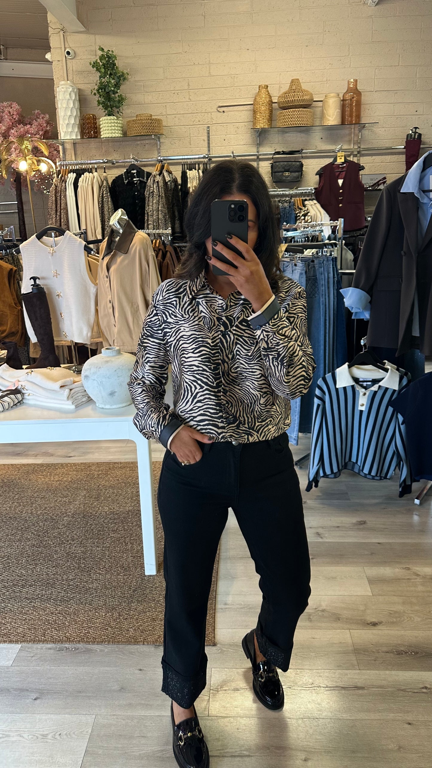 Black Zebra Satin Shirt