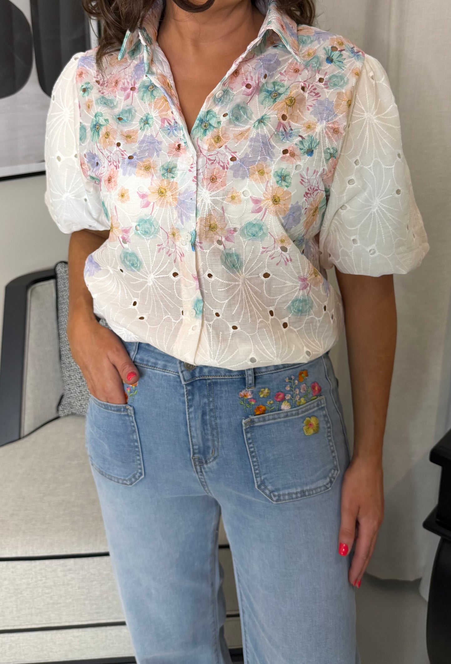 Floral Embroidery Blouse