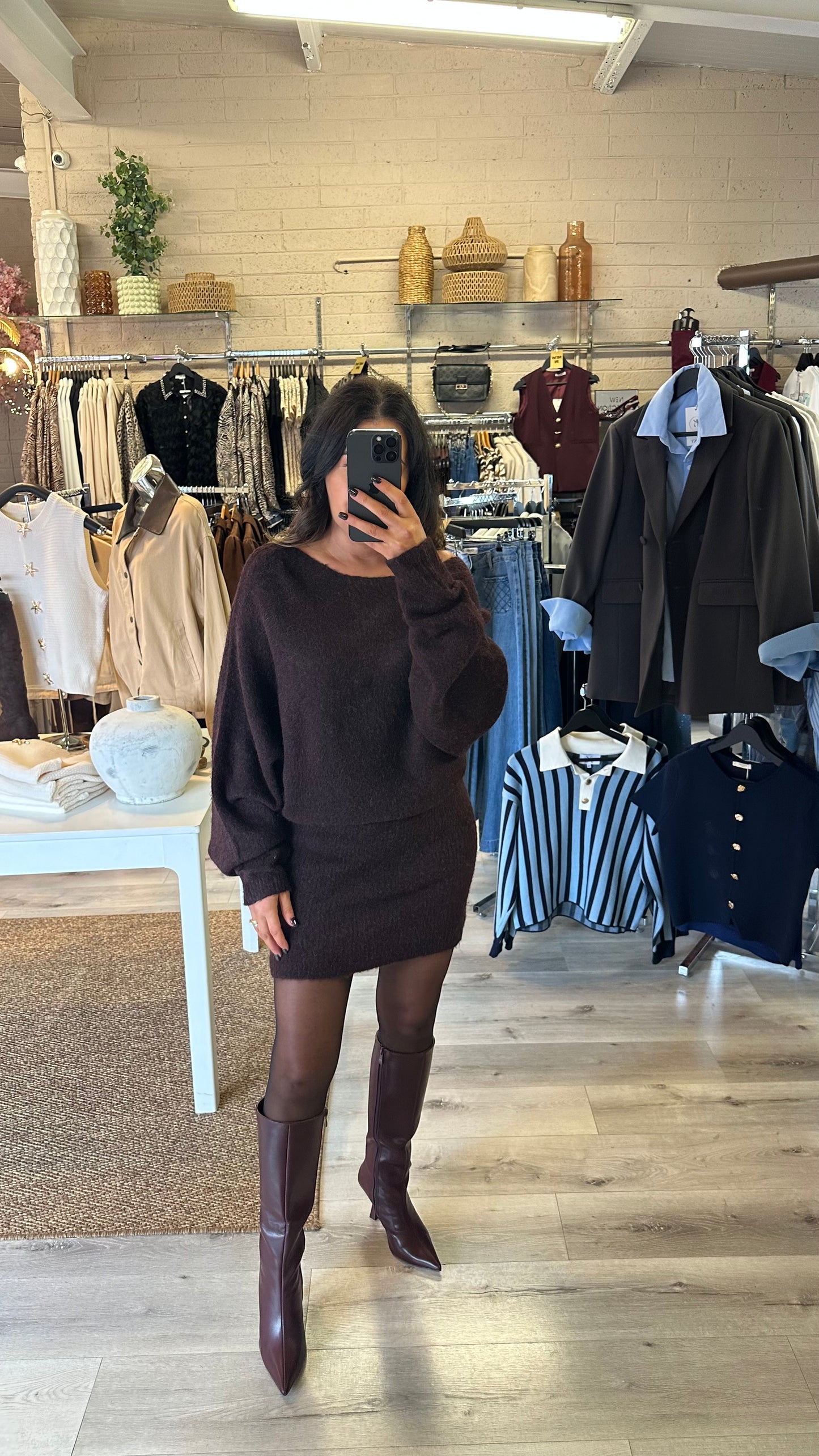Wine Long Knit Jumper