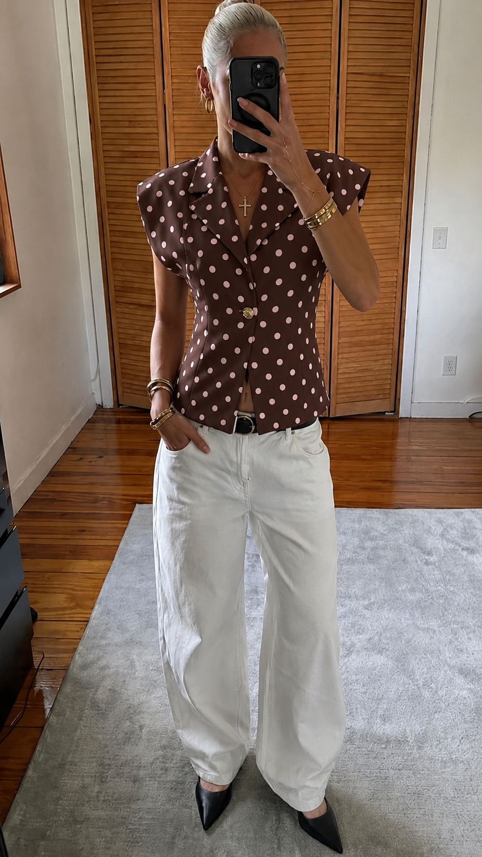 Brown & Pink Polka Dot Top