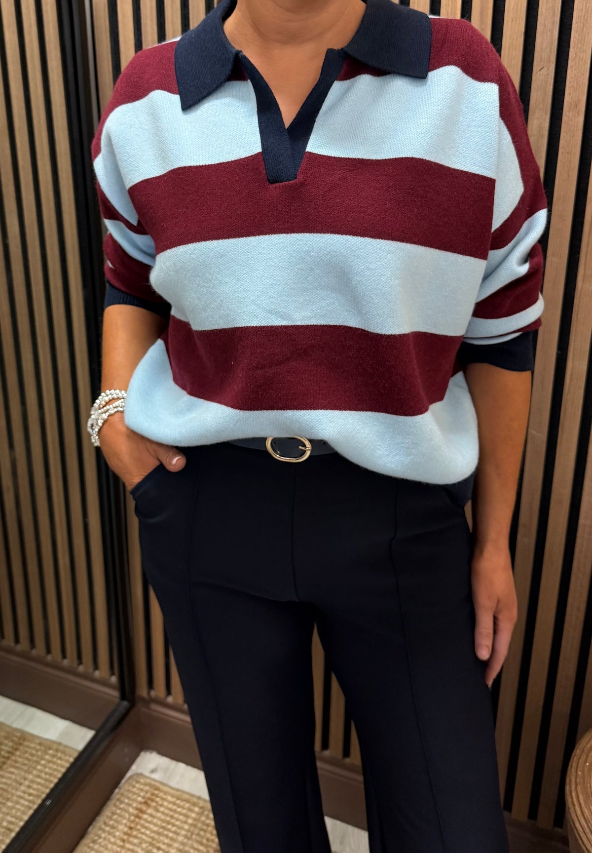 Wine & Blue Polo Knit
