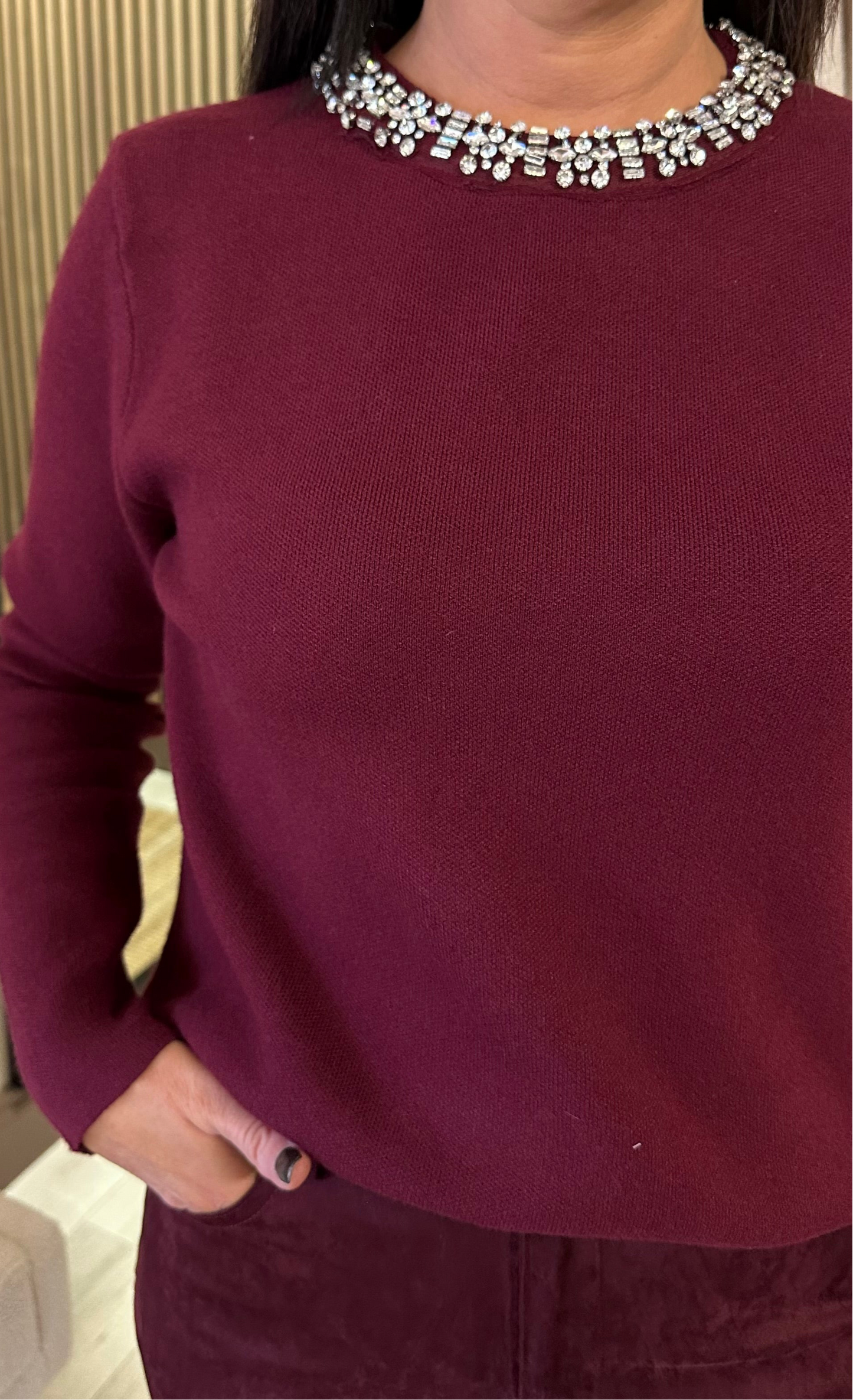 Wine Embellished Knit