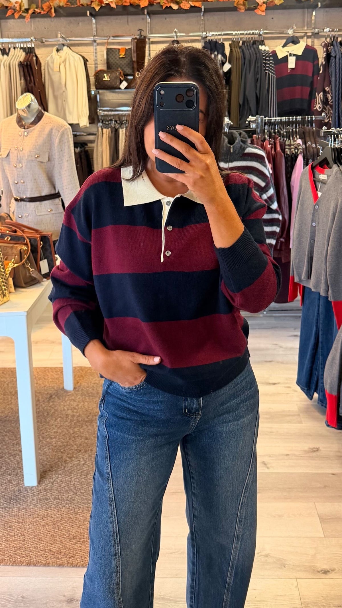 Navy & Wine Rugby Style Polo
