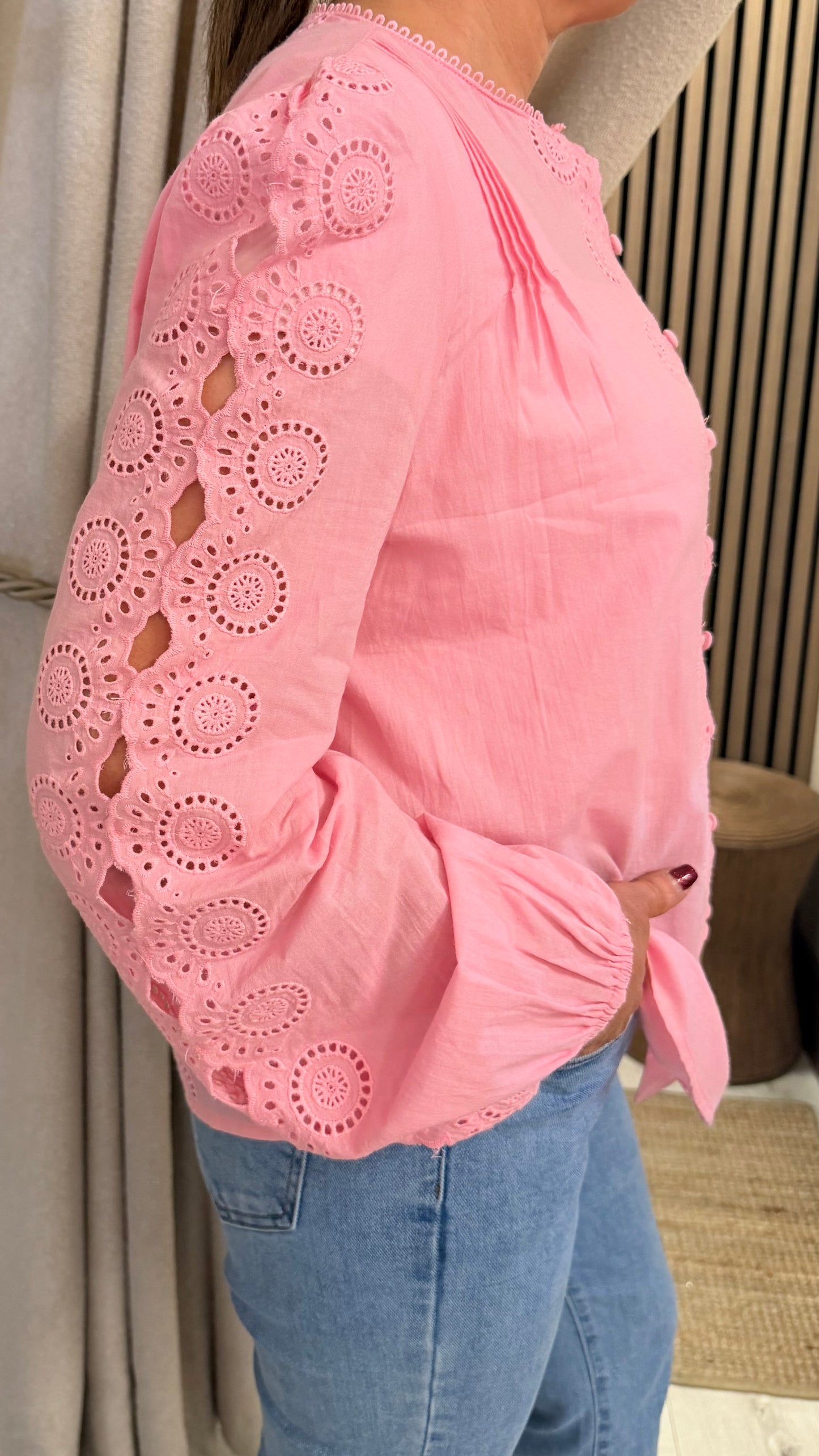 Pink Brocade Style Blouse